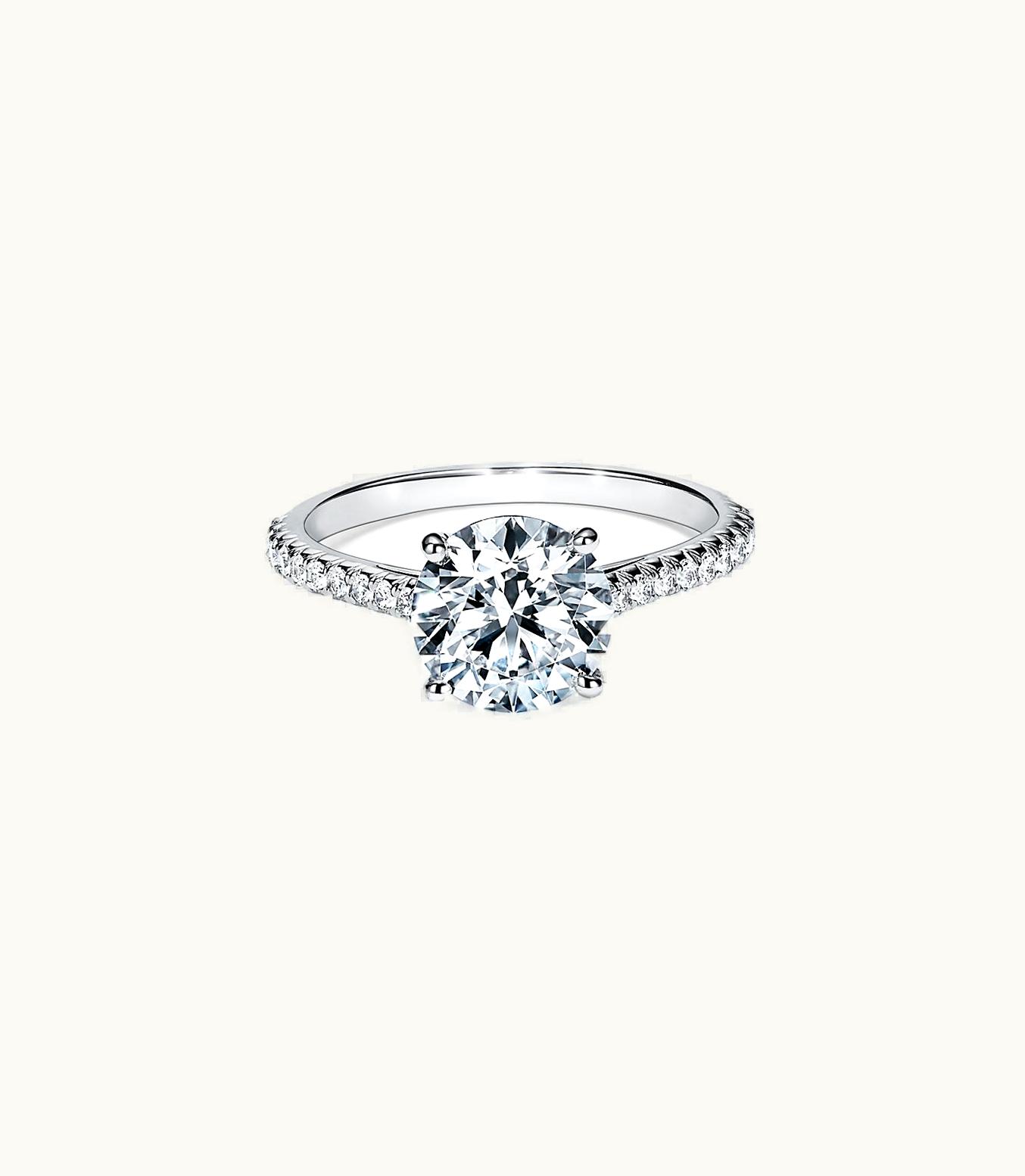Tiffany & Co Tiffany Novo® Round Brilliant Engagement Ring With A Pavé Diamond Platinum Band