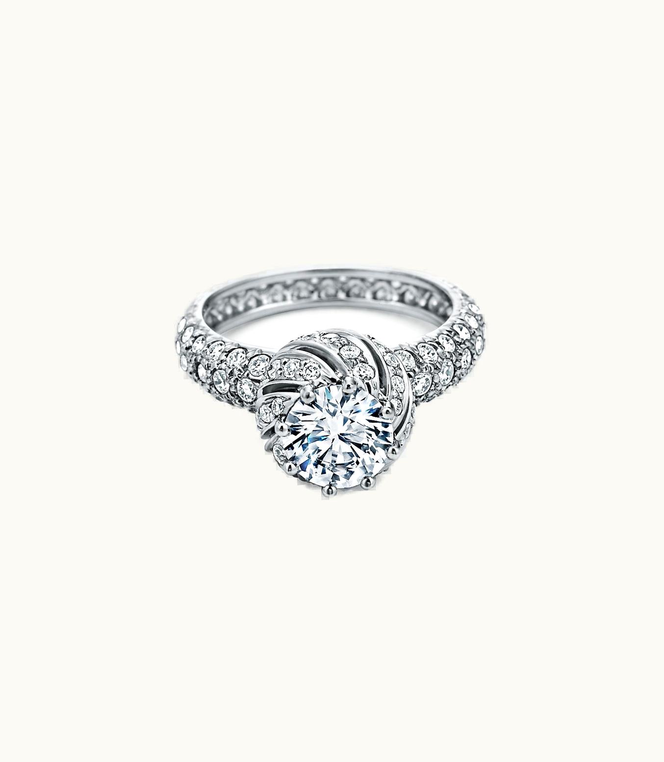 Tiffany & Co Schlumberger By Tiffany & Co.™ Buds Round Brilliant Engagement Ring With A Diamond Platinum Band