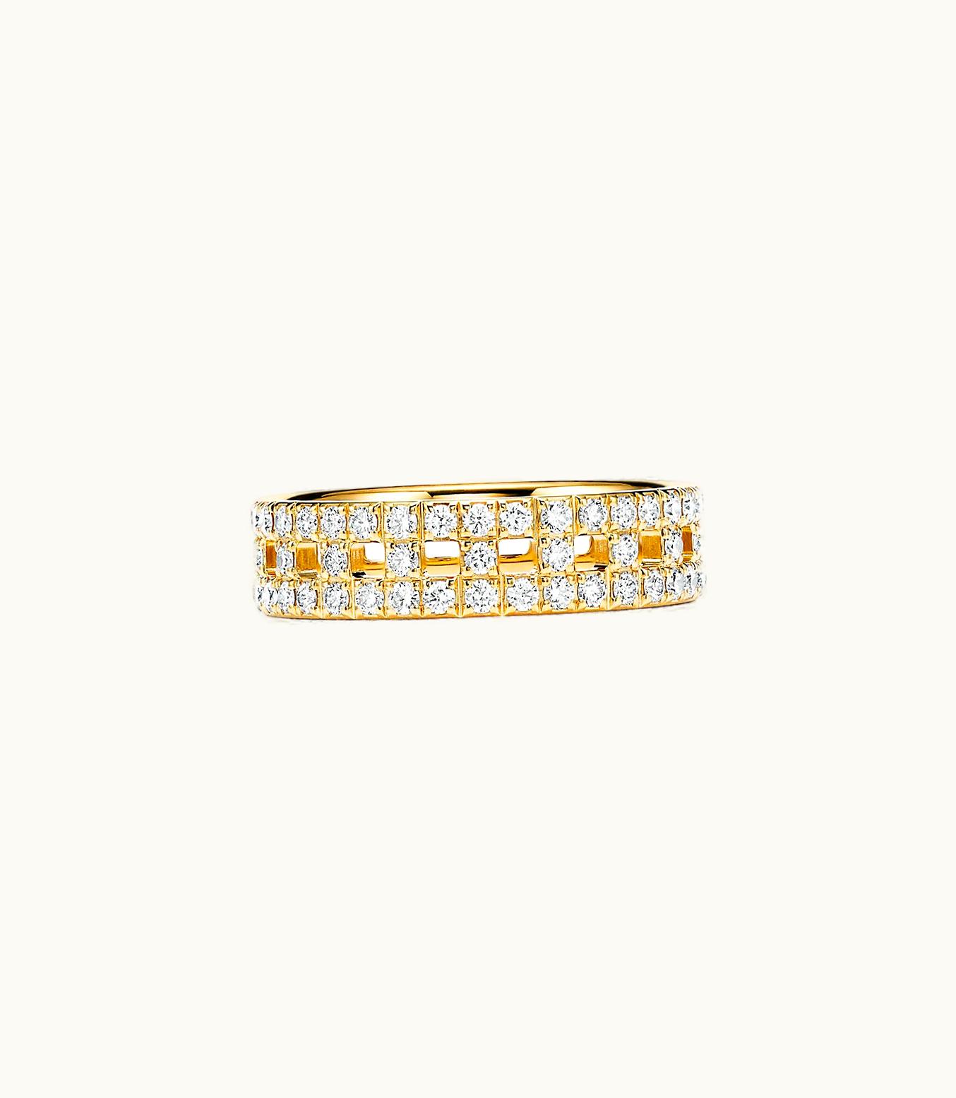 Tiffany & Co Tiffany T True Wide Ring In 18K Gold With Pavé Diamonds, 5.5 Mm Wide