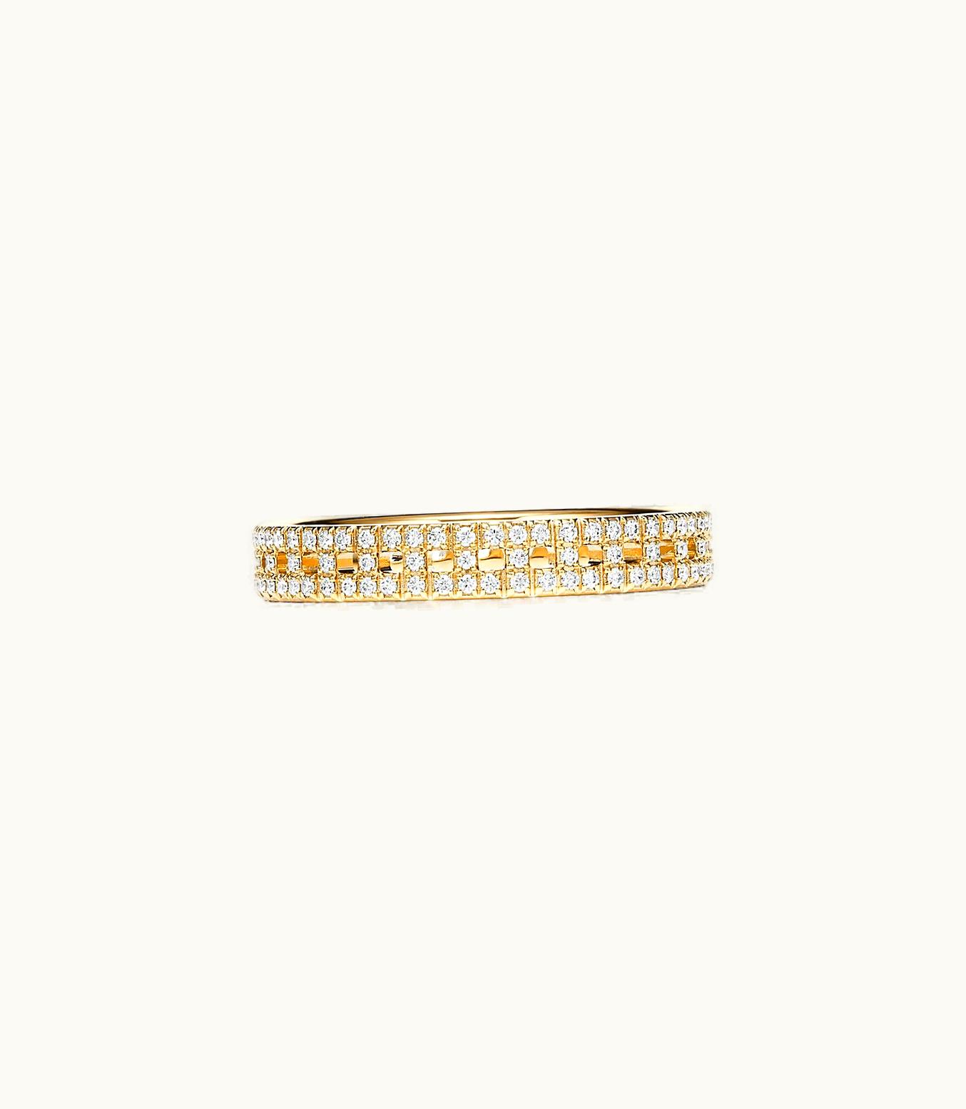 Tiffany & Co Tiffany T True Narrow Ring In 18K Gold With Pavé Diamonds, 3.5 Mm Wide