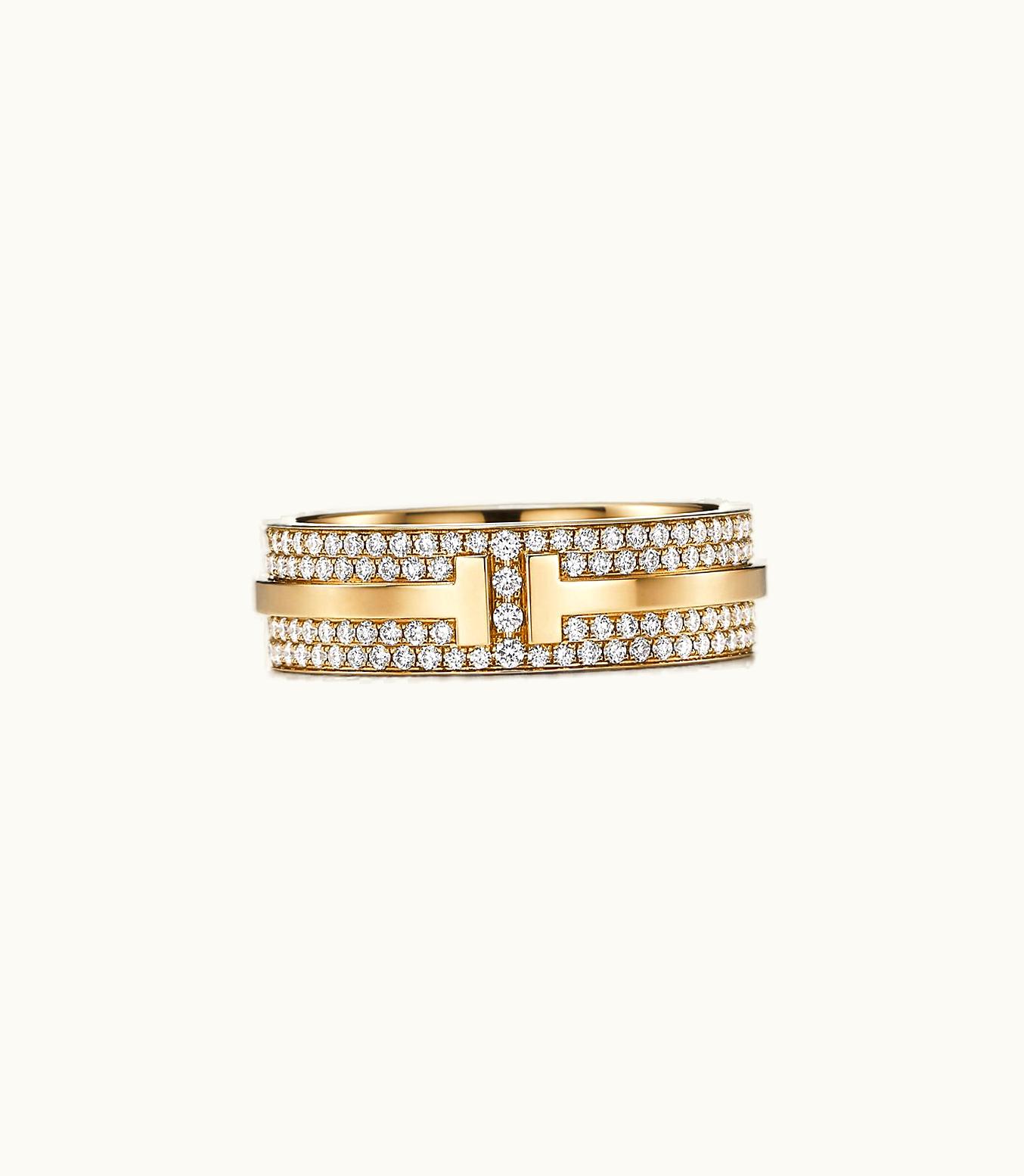 Tiffany & Co Tiffany T Wide Pavé Diamond Ring In 18K Gold, 5.8 Mm Wide