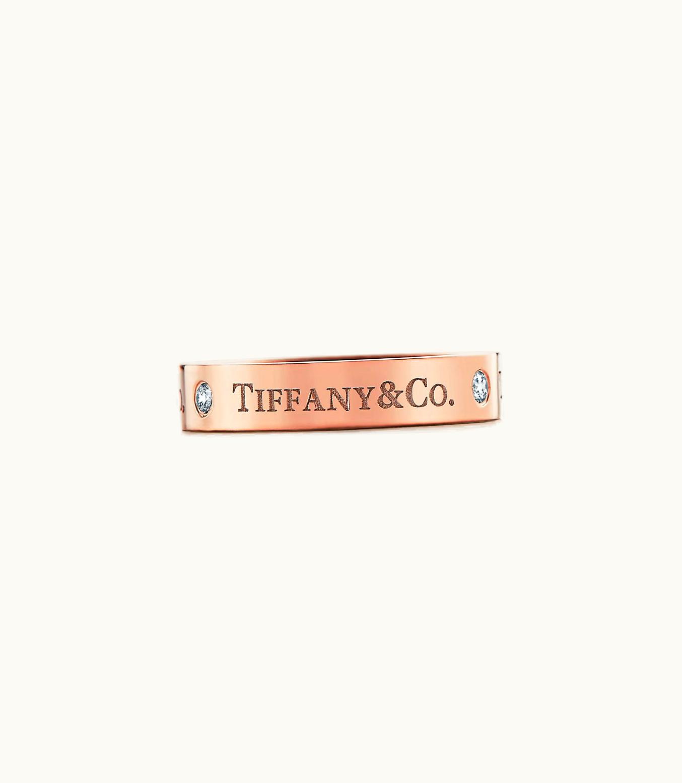 Tiffany & Co T&Co.® Band Ring In 18K Rose Gold With Diamonds, 4 Mm