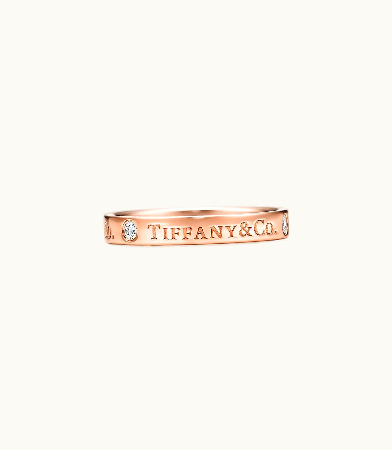 Tiffany & Co T&Co.® Band Ring In 18K Rose Gold With Diamonds, 3 Mm Wide
