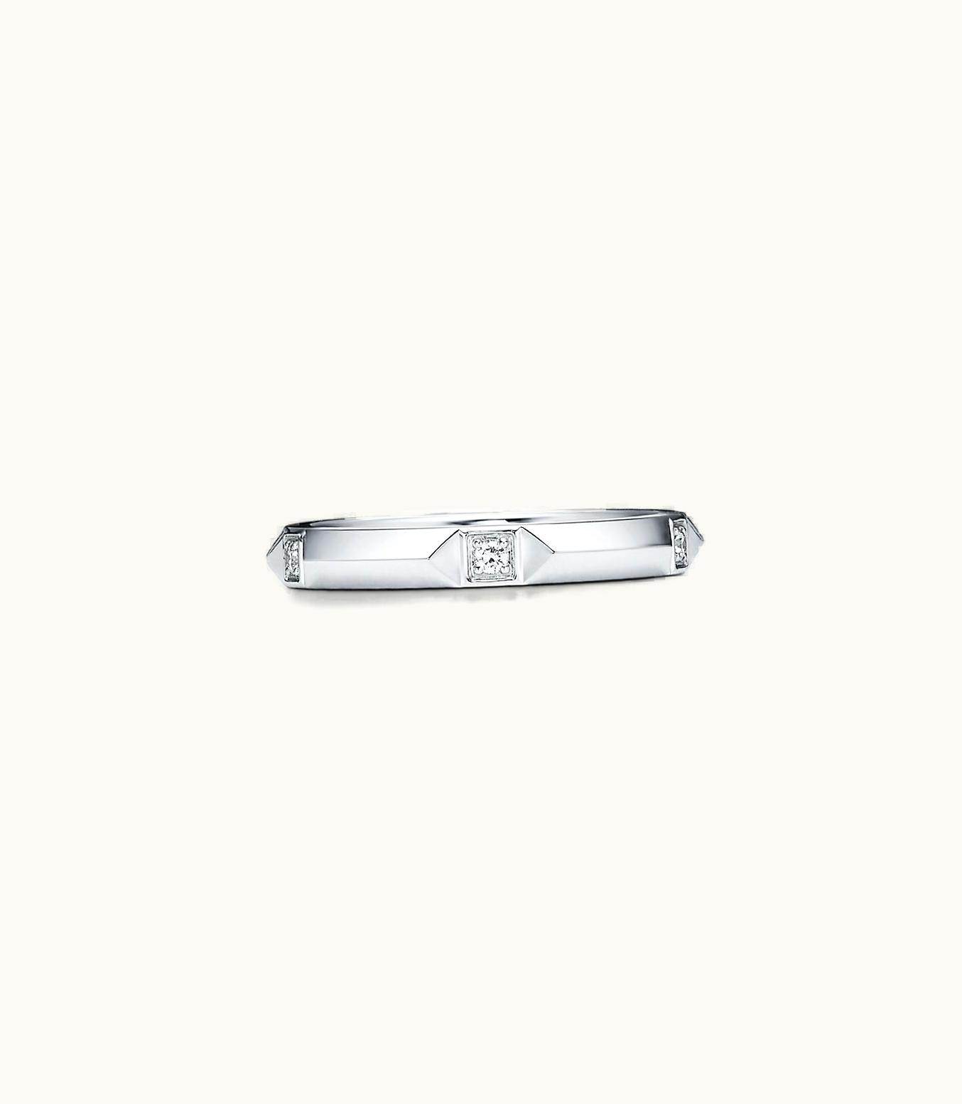 Tiffany & Co Tiffany True™ Band Ring In Platinum With Diamonds, 2.5 Mm Wide