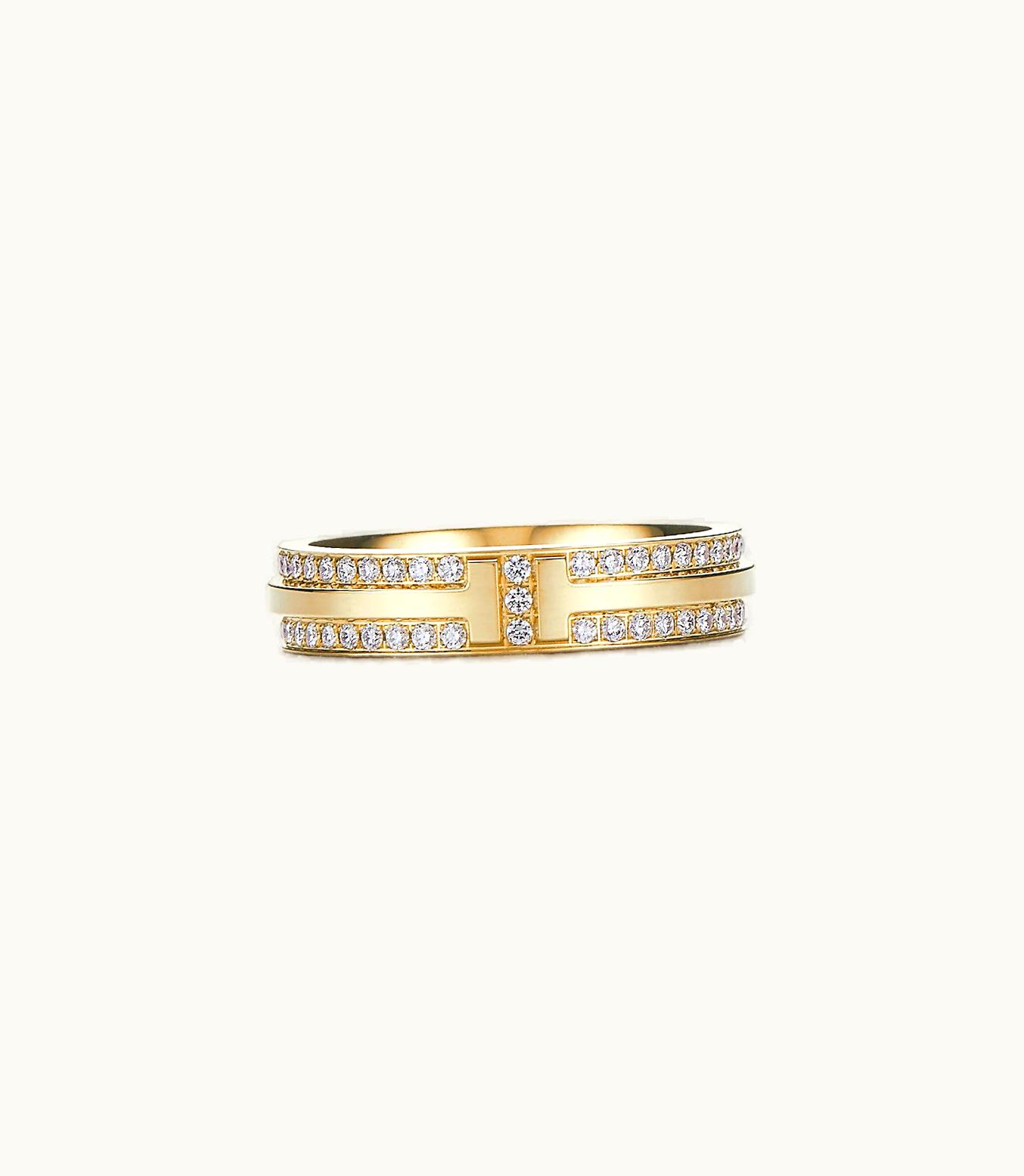 Tiffany & Co Tiffany T Narrow Pavé Diamond Ring In 18K Gold, 4.5 Mm Wide