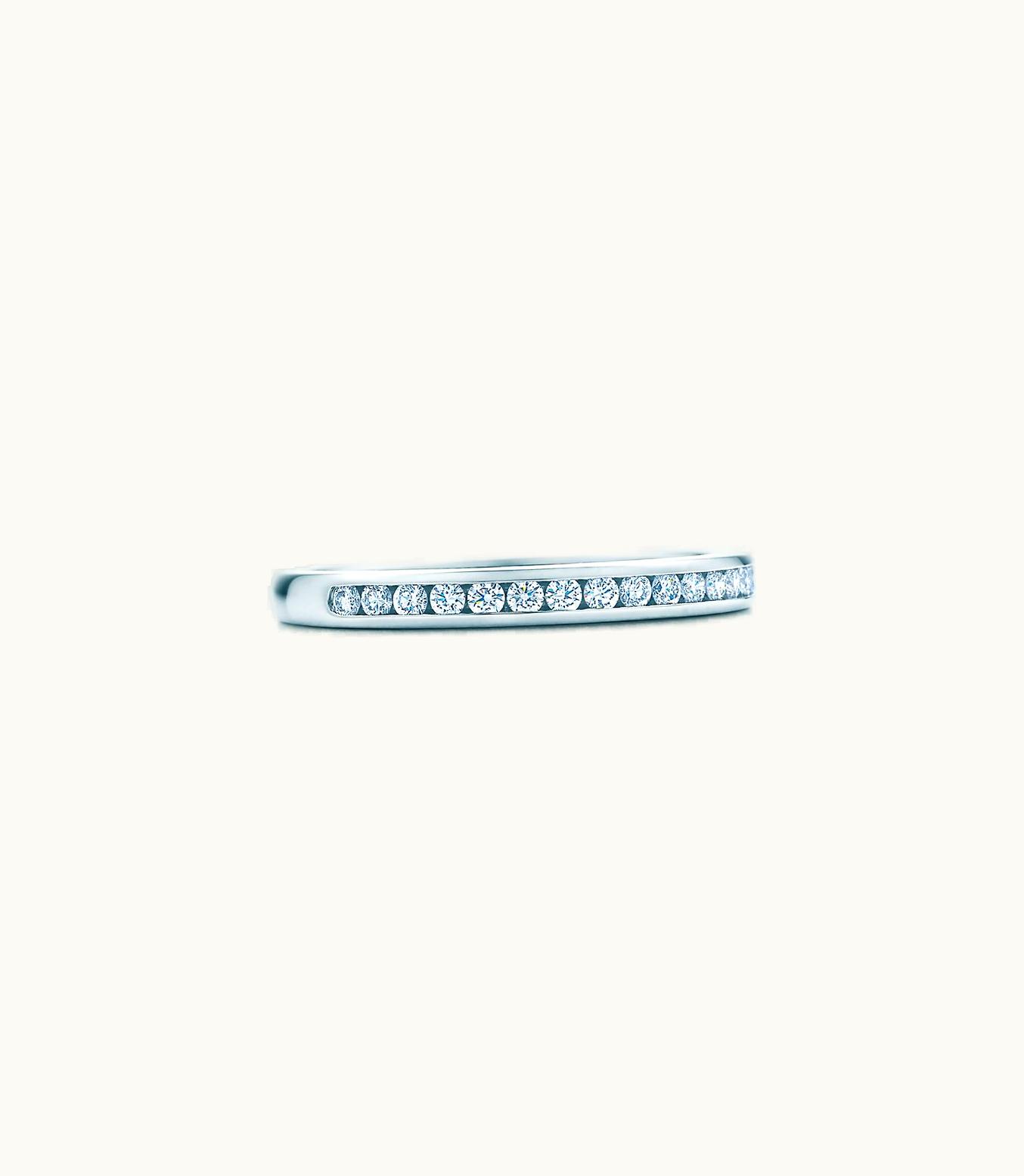 Tiffany & Co Tiffany® Setting Wedding Band In Platinum With A Half-Circle Of Diamonds, 2 Mm
