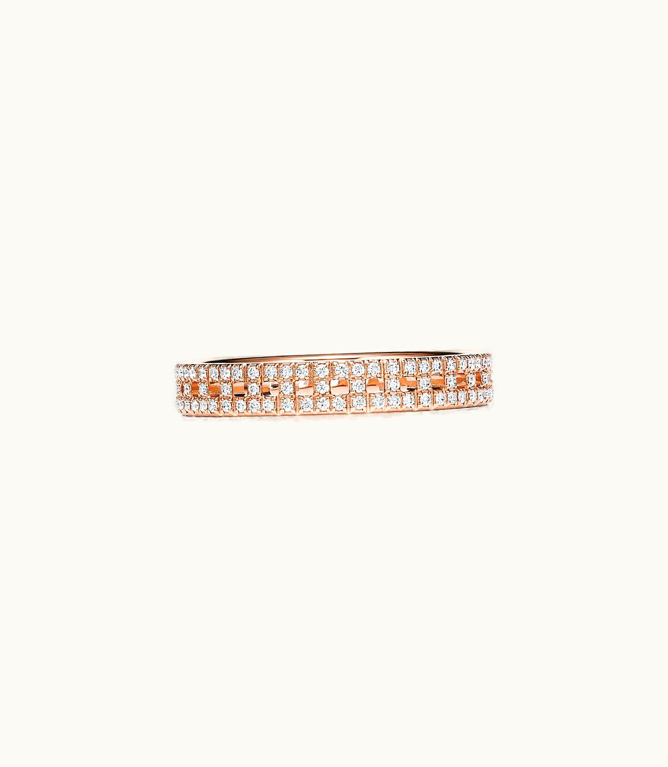 Tiffany & Co Tiffany T True Narrow Ring In 18K Rose Gold With Pavé Diamonds, 3.5 Mm Wide