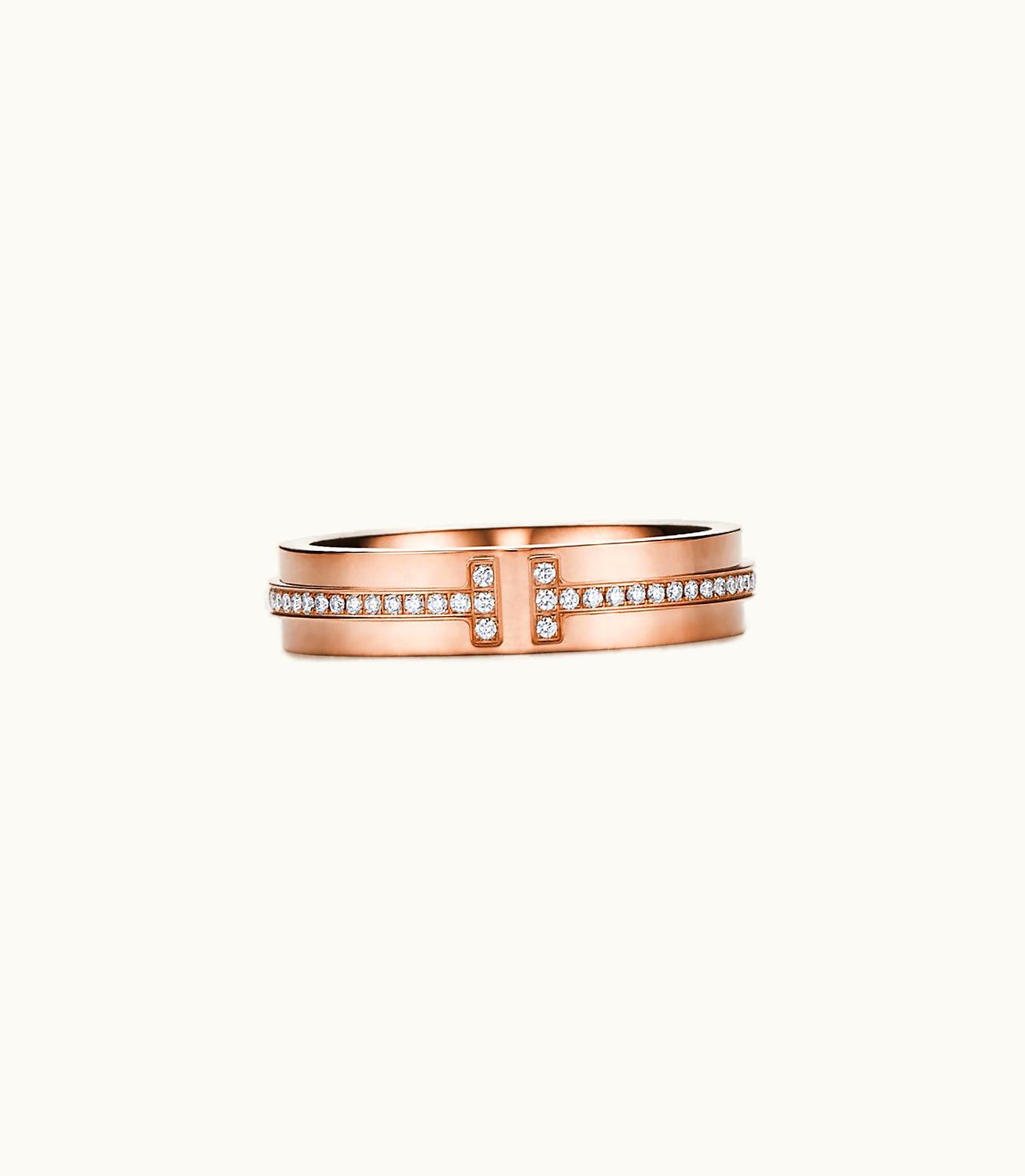 Tiffany & Co Tiffany T Narrow Diamond Ring In 18K Rose Gold, 4.5 Mm Wide