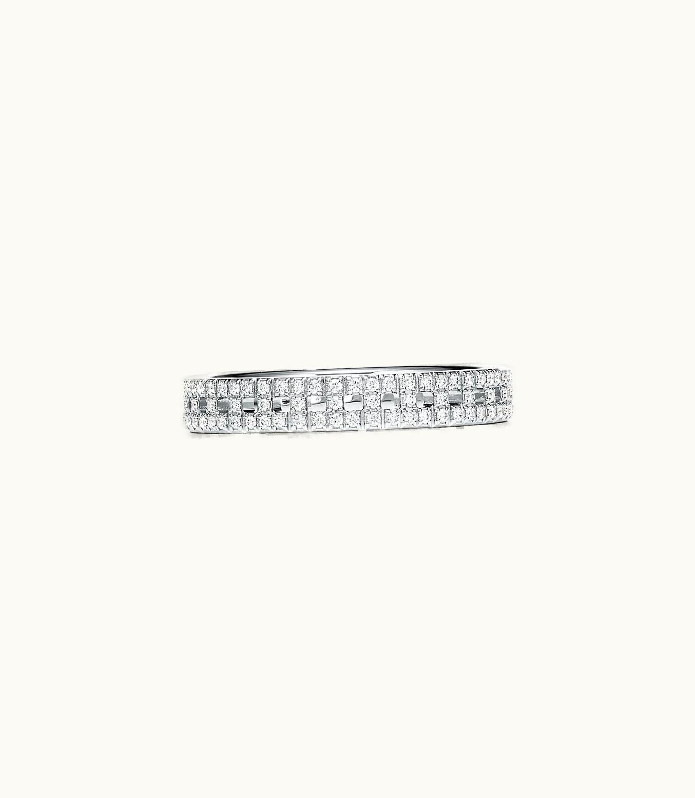 Tiffany & Co Tiffany T True Narrow Ring In 18K White Gold With Pavé Diamonds, 3.5 Mm Wide