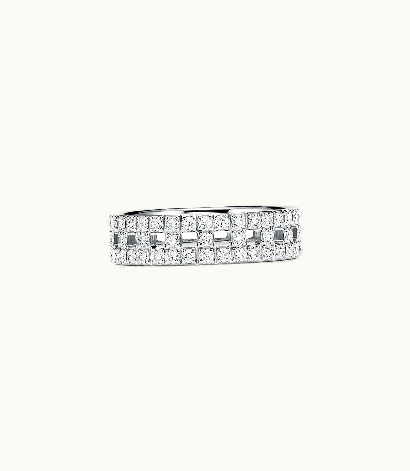 Tiffany & Co Tiffany T True Wide Ring In 18K White Gold With Pavé Diamonds, 5.5 Mm Wide
