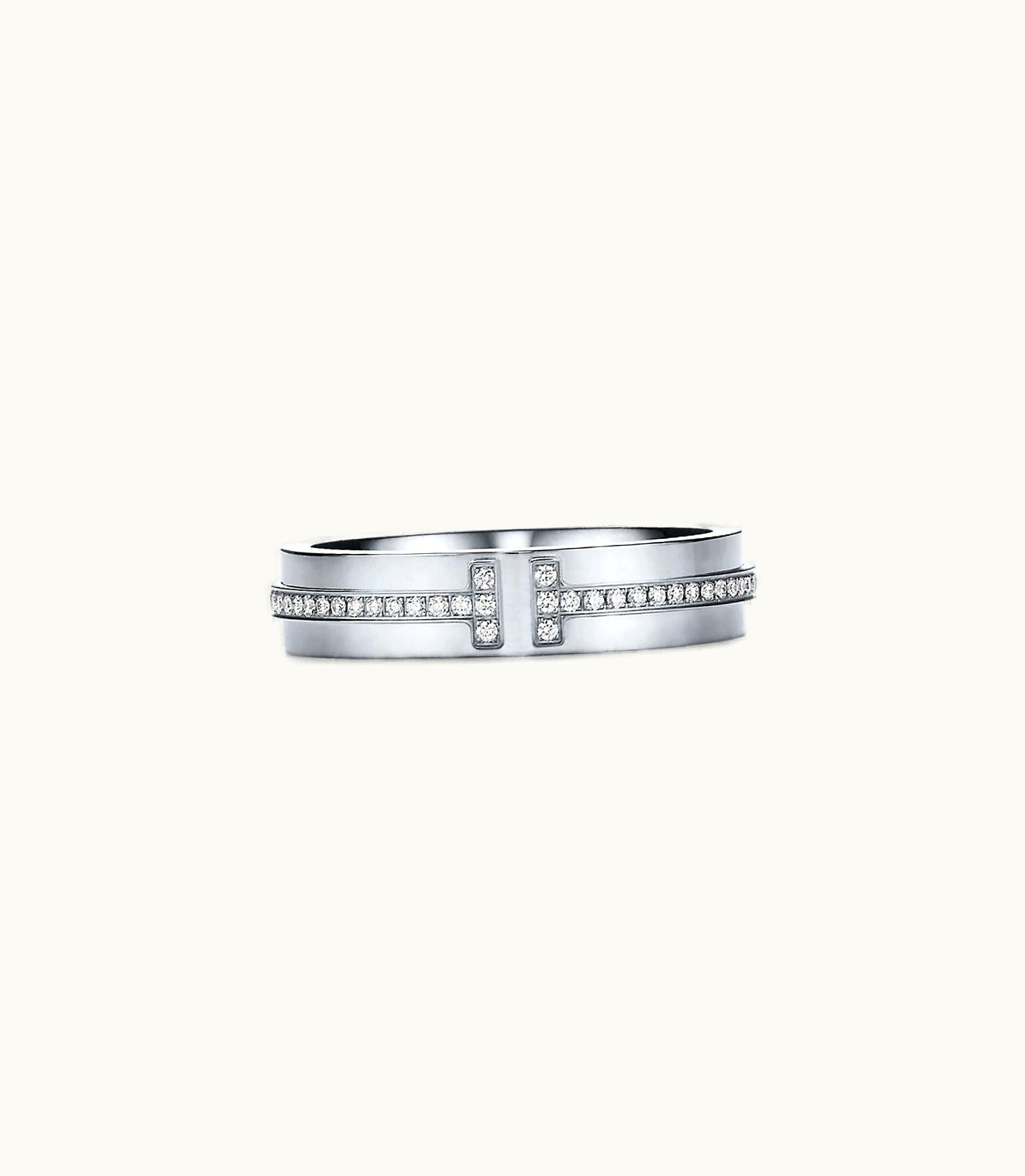 Tiffany & Co Tiffany T Narrow Diamond Ring In 18K White Gold, 4.5 Mm Wide