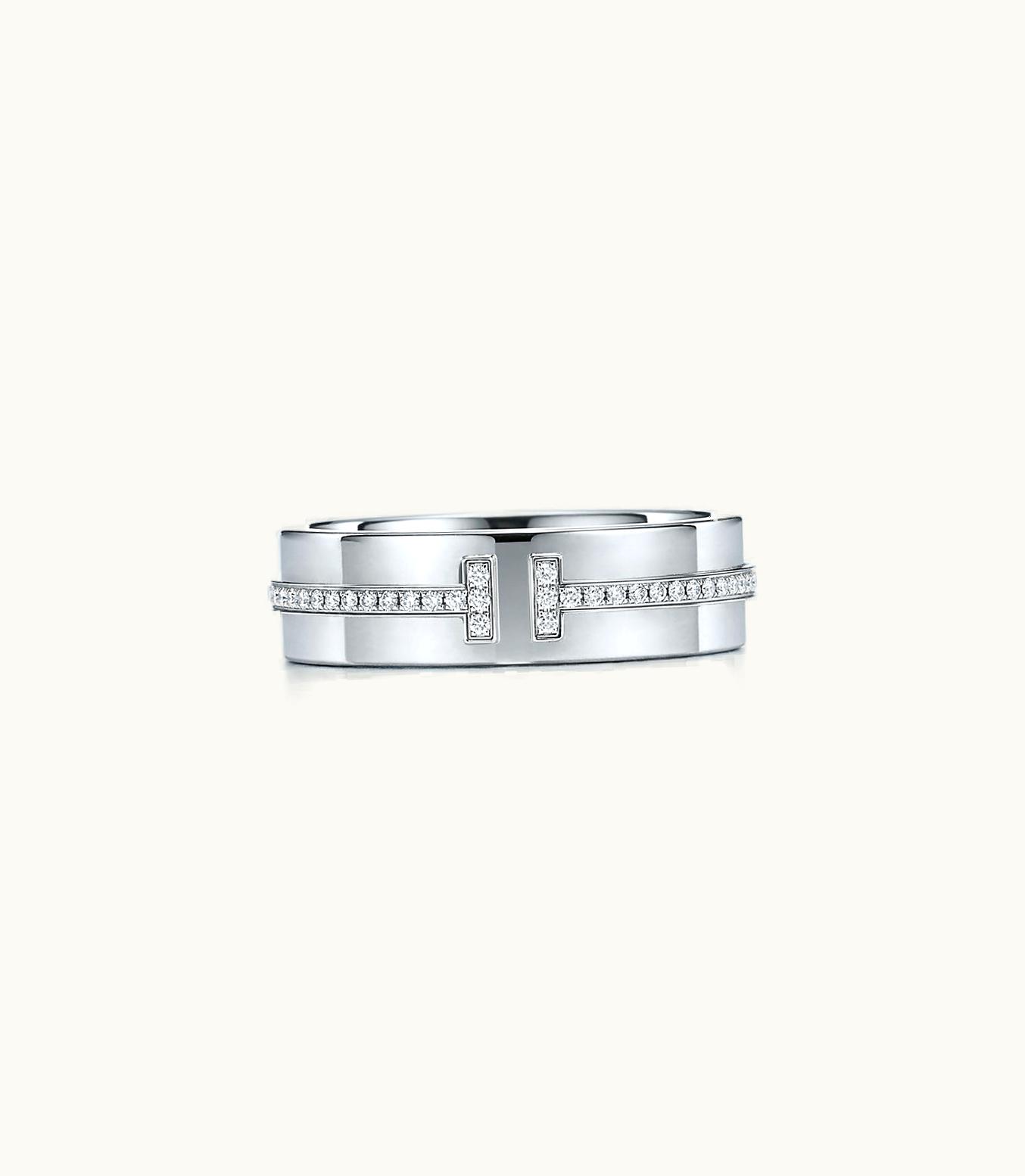 Tiffany & Co Tiffany T Wide Diamond Ring In 18K White Gold, 5.5 Mm Wide