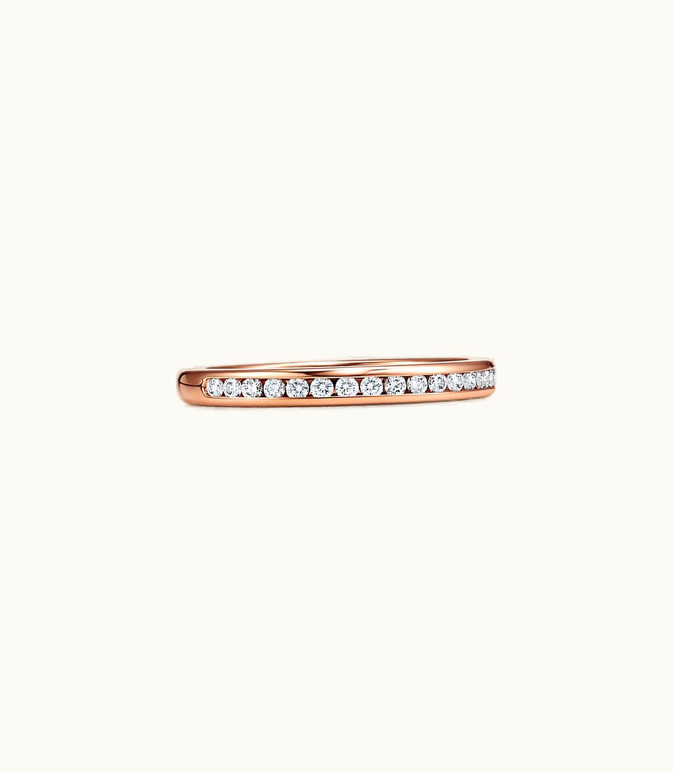 Tiffany & Co Tiffany® Setting Wedding Band In Rose Gold With A Half-Circle Of Diamonds, 2 Mm