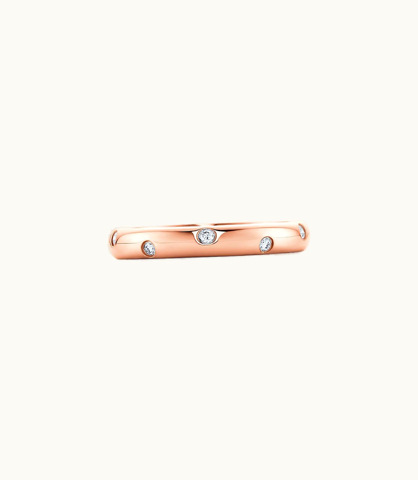 Tiffany & Co Etoile Band Ring In 18K Rose Gold With Diamonds, 3 Mm Wide