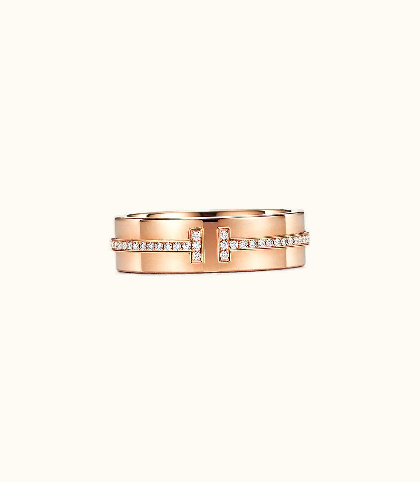 Tiffany & Co Tiffany T Wide Diamond Ring In 18K Rose Gold, 5.5 Mm Wide