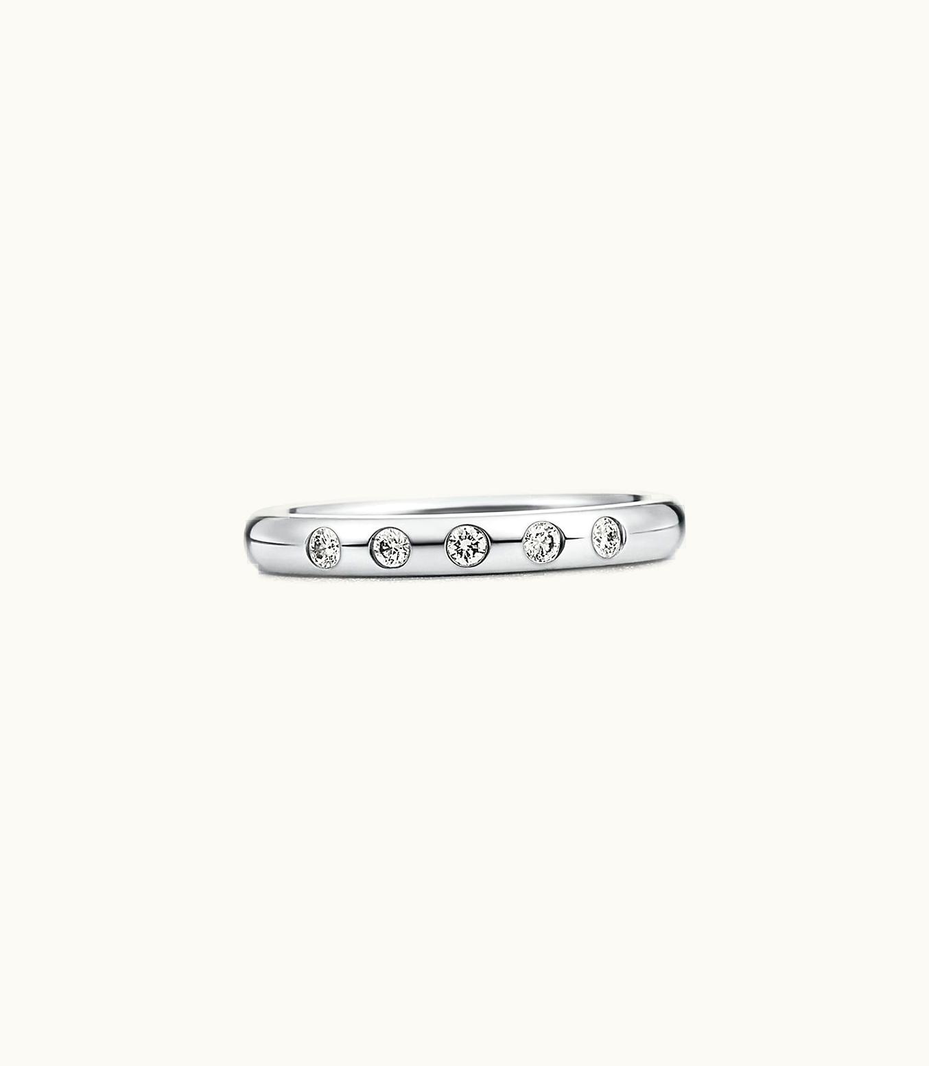 Tiffany & Co Elsa Peretti® Stacking Band Ring In Platinum With Diamonds