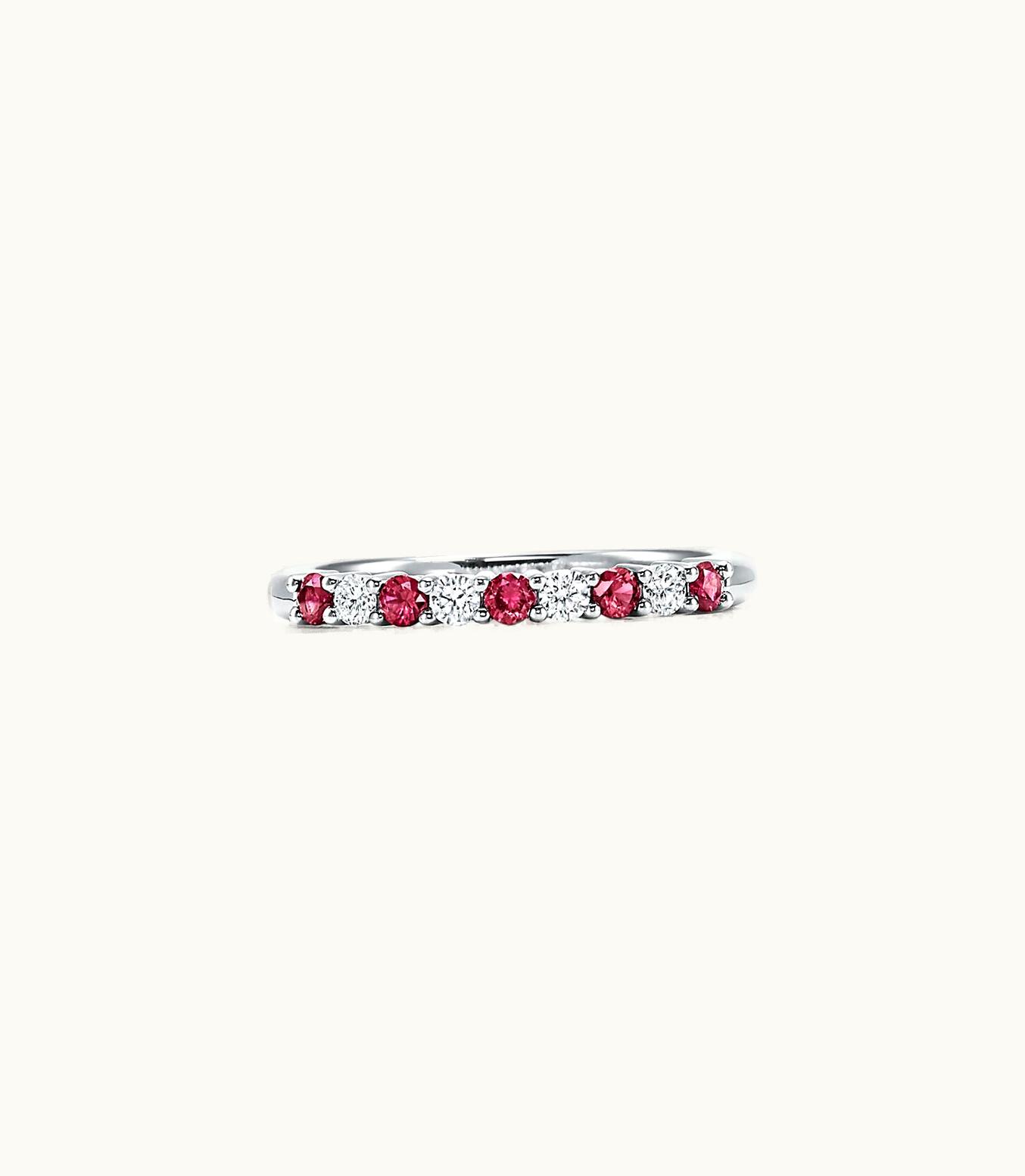 Tiffany & Co Tiffany Forever Band Ring In Platinum With Diamonds And Rubies, 2.2 Mm Wide