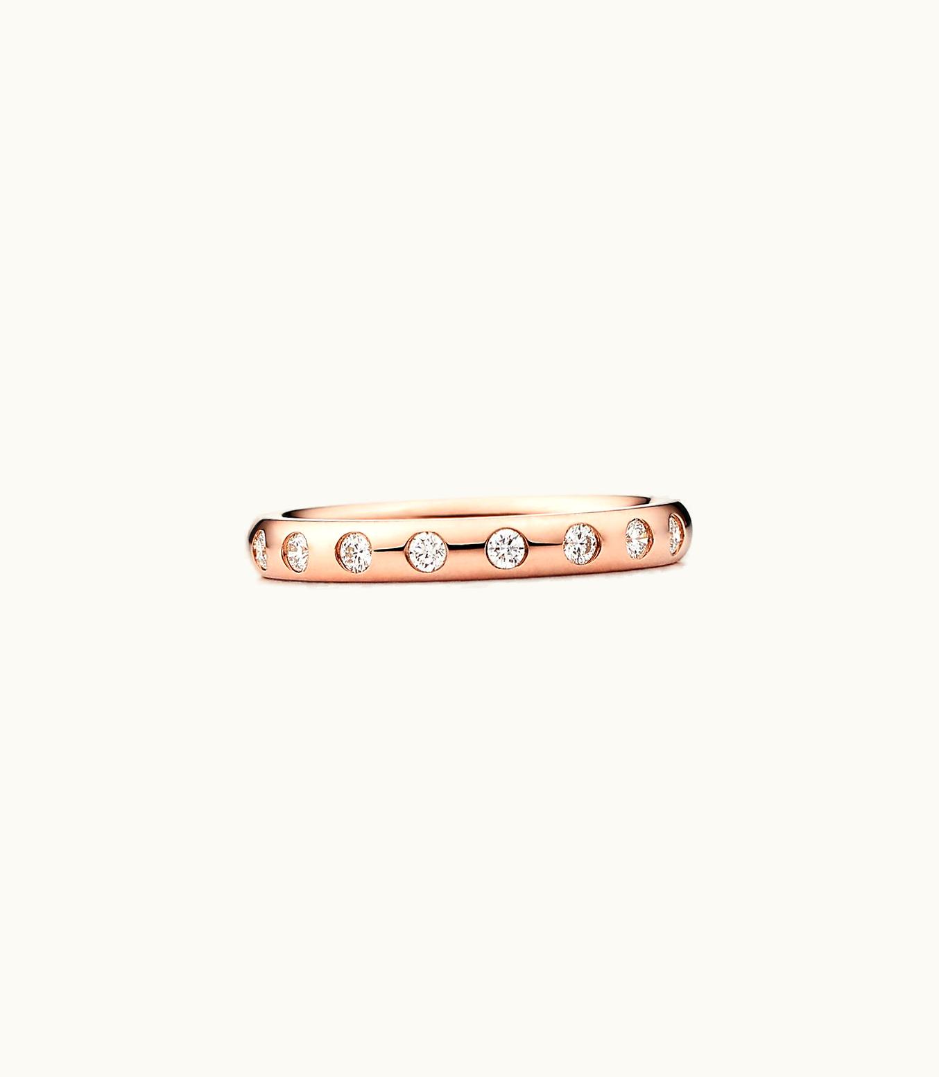 Tiffany & Co Elsa Peretti® Stacking Band Ring In 18K Rose Gold With Eight Diamonds