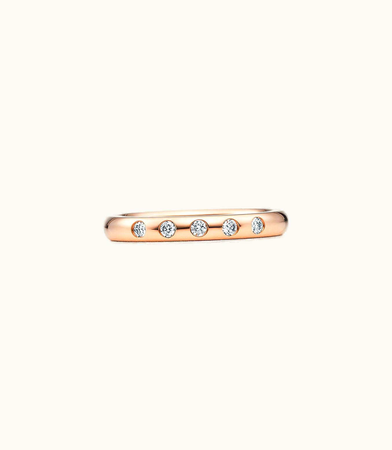 Tiffany & Co Elsa Peretti® Stacking Band Ring In 18K Rose Gold With Diamonds 60017130