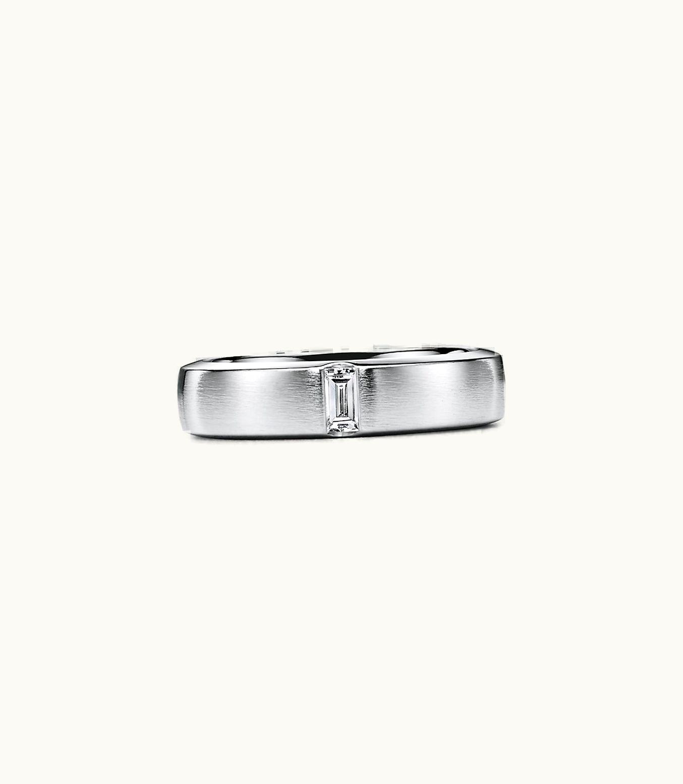 Tiffany & Co The Charles Tiffany Setting Satin Finish Ring In Platinum With A Diamond, 5 Mm