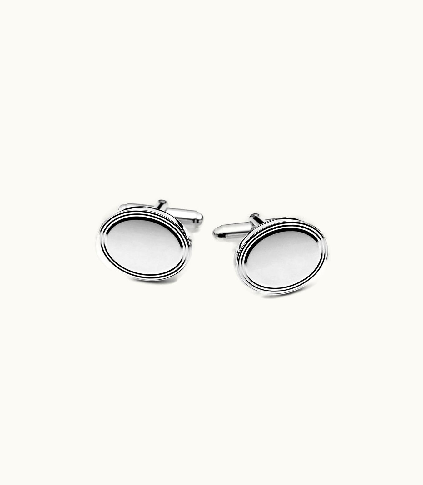 Tiffany & Co Engine-Turned Oval Cuff Links In Sterling Silver