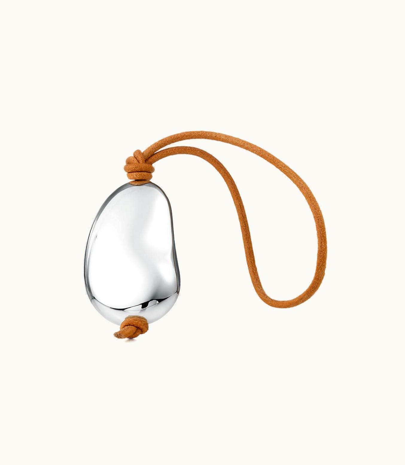 Tiffany & Co Elsa Peretti® Bean Key Ring In Sterling Silver With Leather