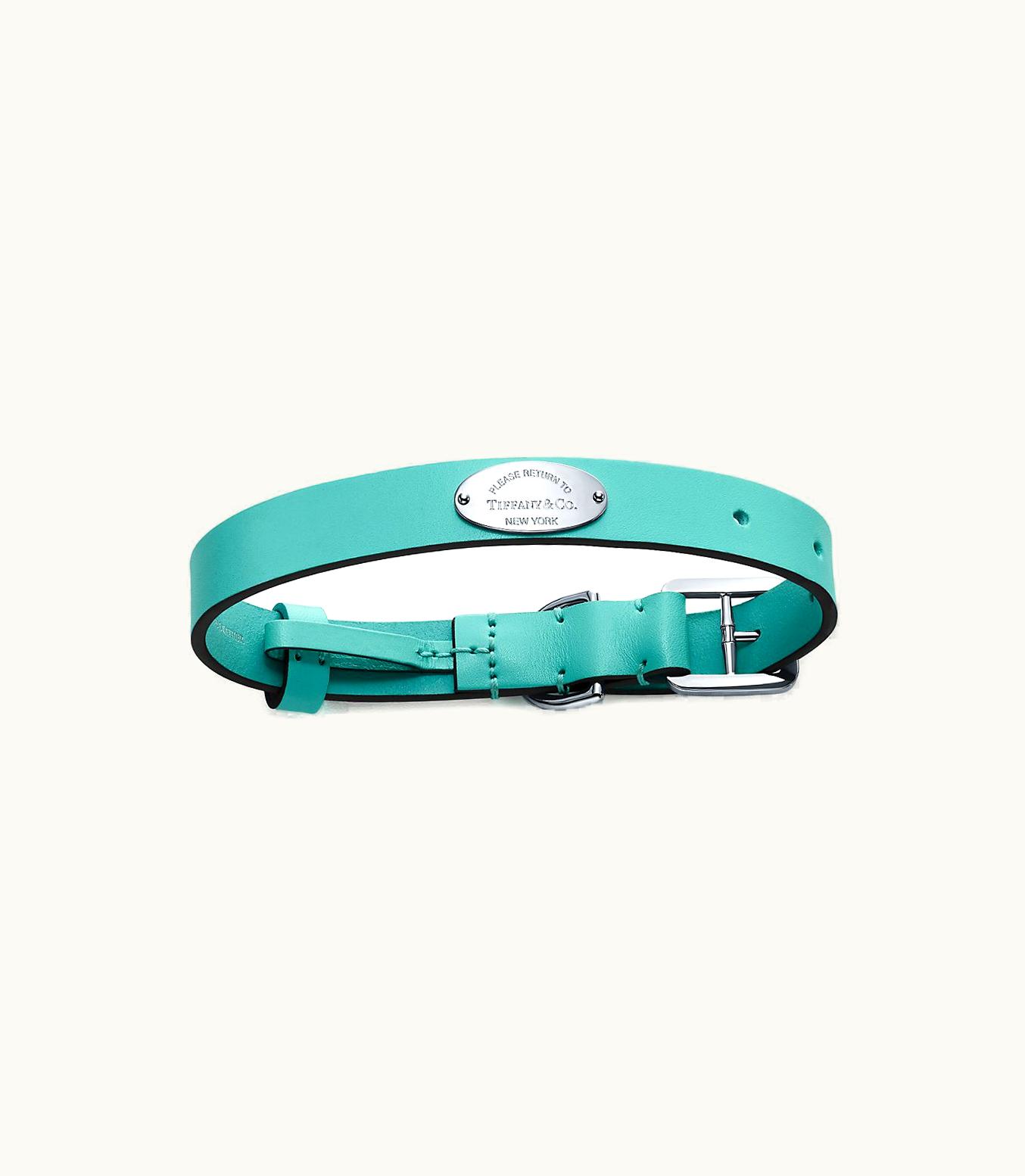 Tiffany & Co Pet Collar In Tiffany Blue® Leather, Medium