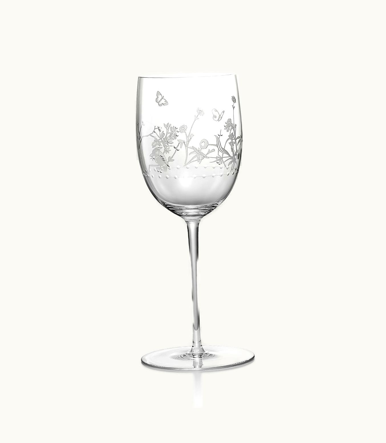 Tiffany & Co Tiffany Jardin White Wine Glass In Hand-Etched Glass