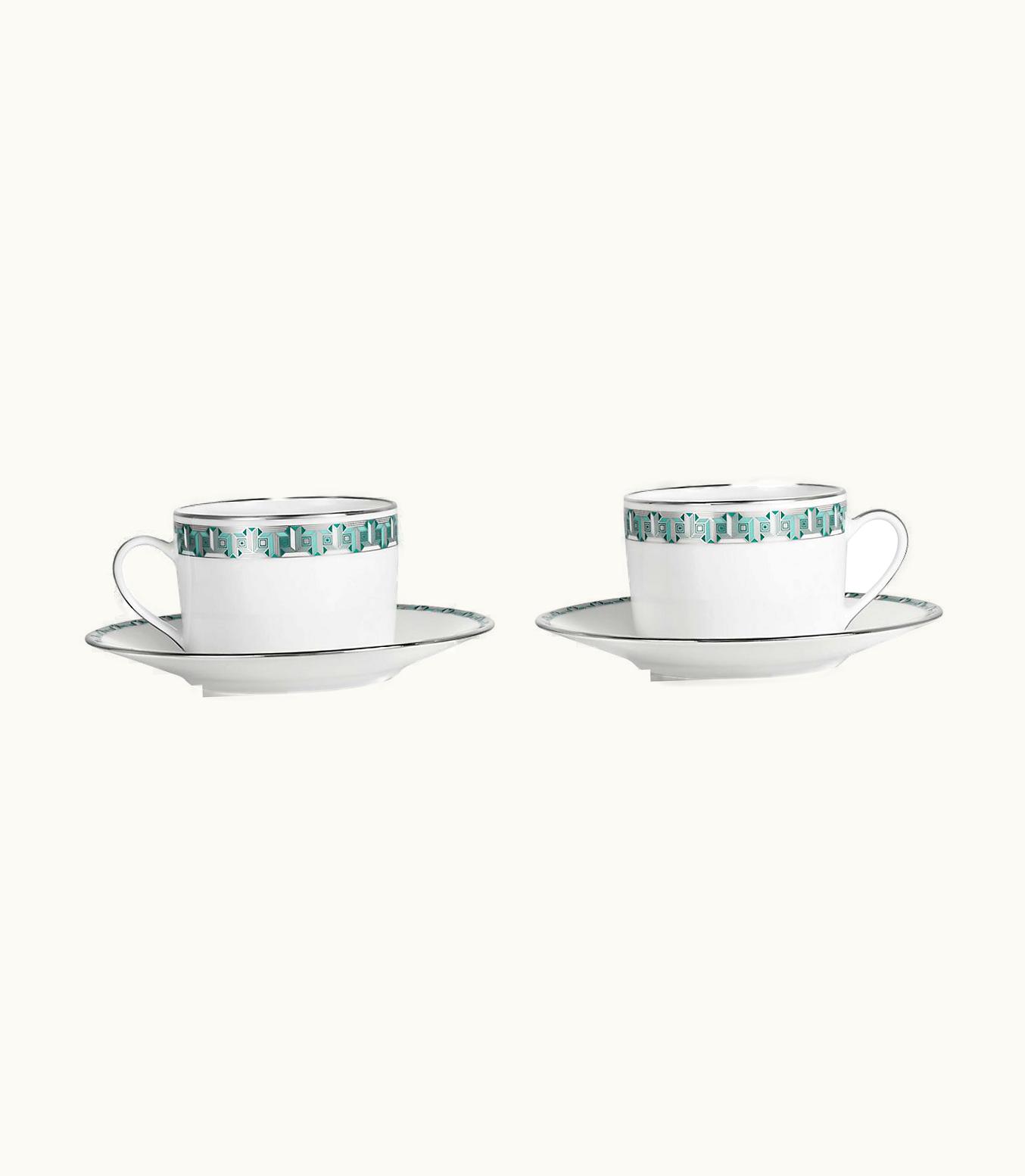 Tiffany & Co Tiffany Blue Tiffany T True Cup And Saucer Set Of Two, With Platinum Rims