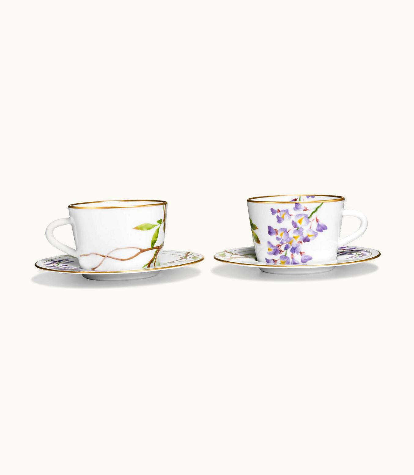 Tiffany & Co Tiffany Wisteria Teacup And Saucer Set Of Two, In Porcelain