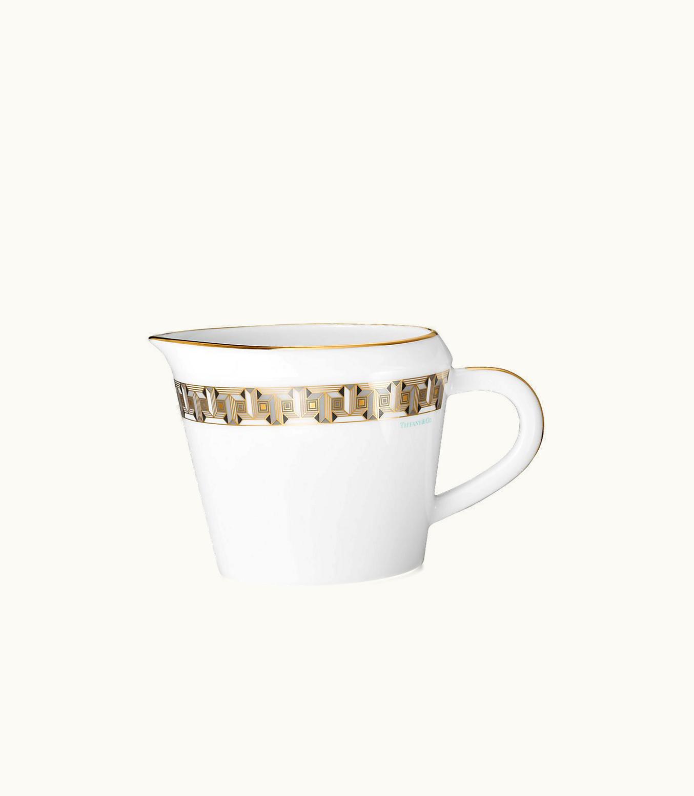 Tiffany & Co Black Tiffany T True Creamer With A Hand-Painted Gold Rim