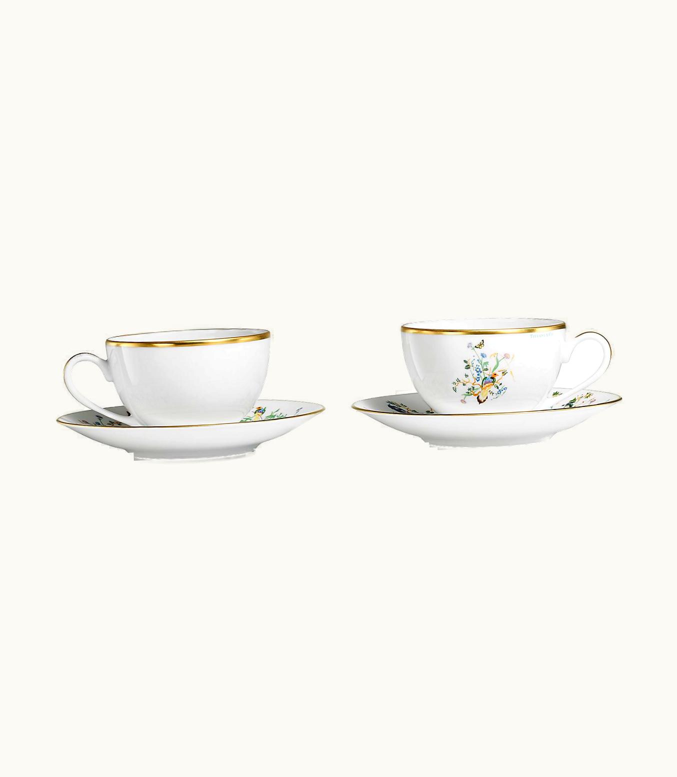 Tiffany & Co Tiffany Jardin Teacup And Saucer In Porcelain, Set Of Two