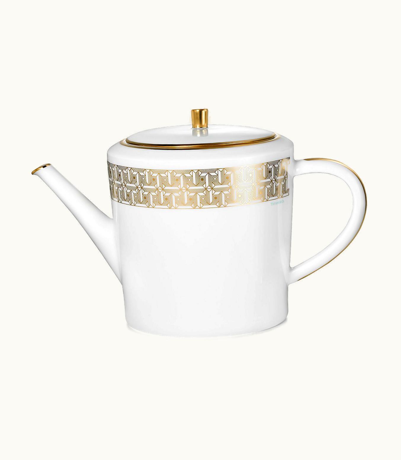 Tiffany & Co Gold Tiffany T True Teapot With A Hand-Painted Gold Rim