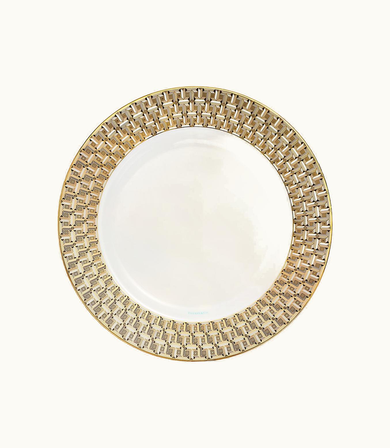 Tiffany & Co Tiffany T True Dinner Plate With A Hand-Painted Gold Rim