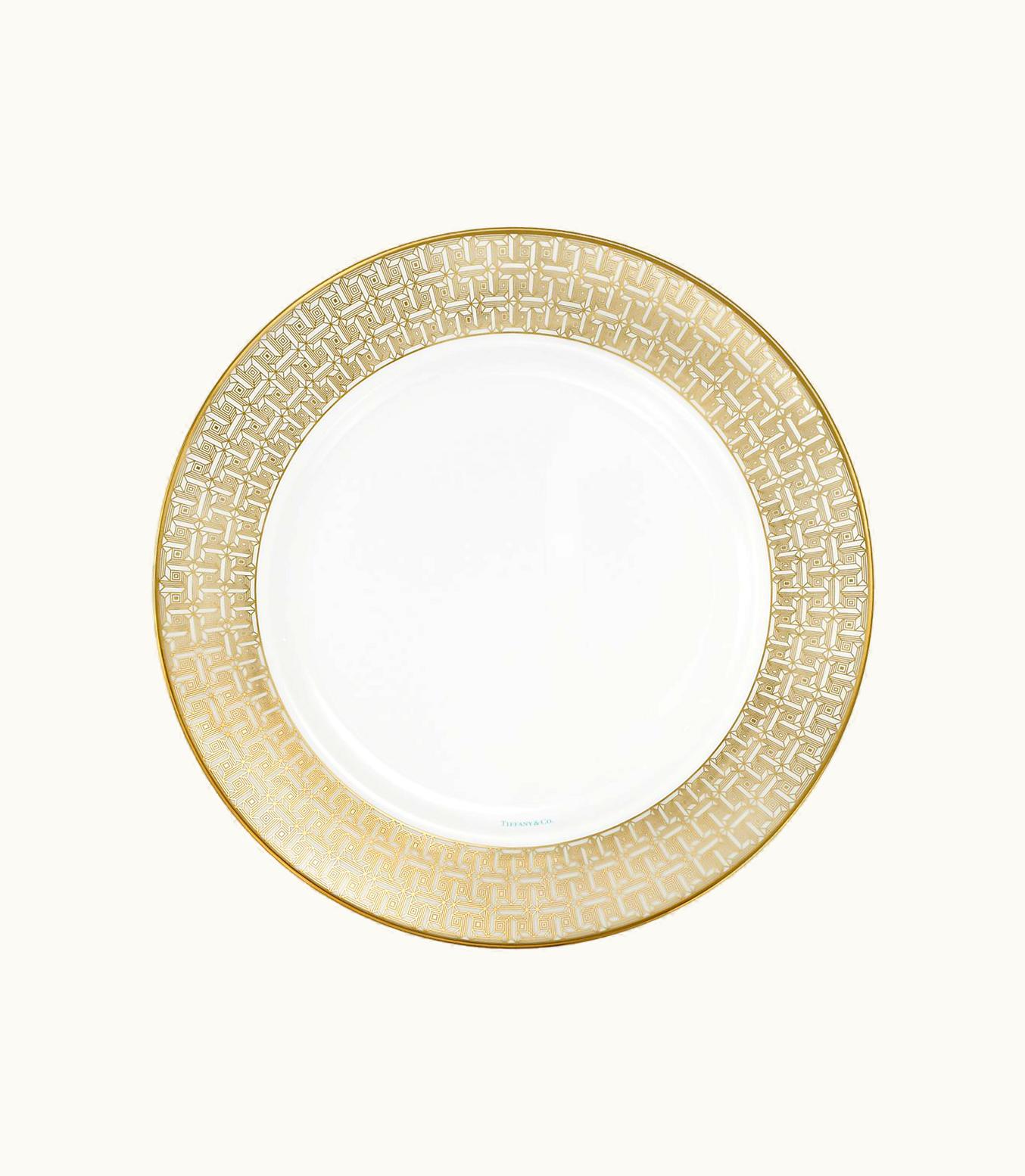 Tiffany & Co Tiffany T True Dinner Plate With A Hand-Painted Gold Rim With A Hand-Painted Gold Rim