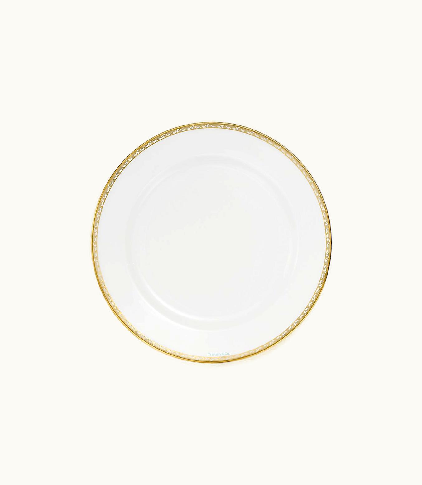 Tiffany & Co Tiffany T True Dessert Plate With A Hand-Painted Gold Rim