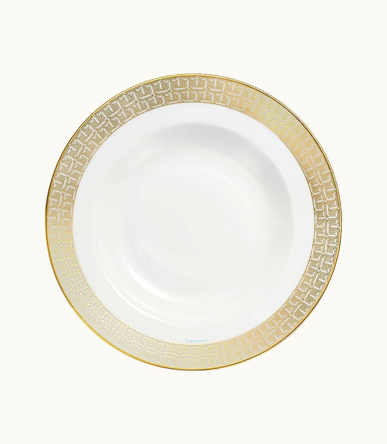 Tiffany & Co Tiffany T True Bowl With A Hand-Painted Gold Rim