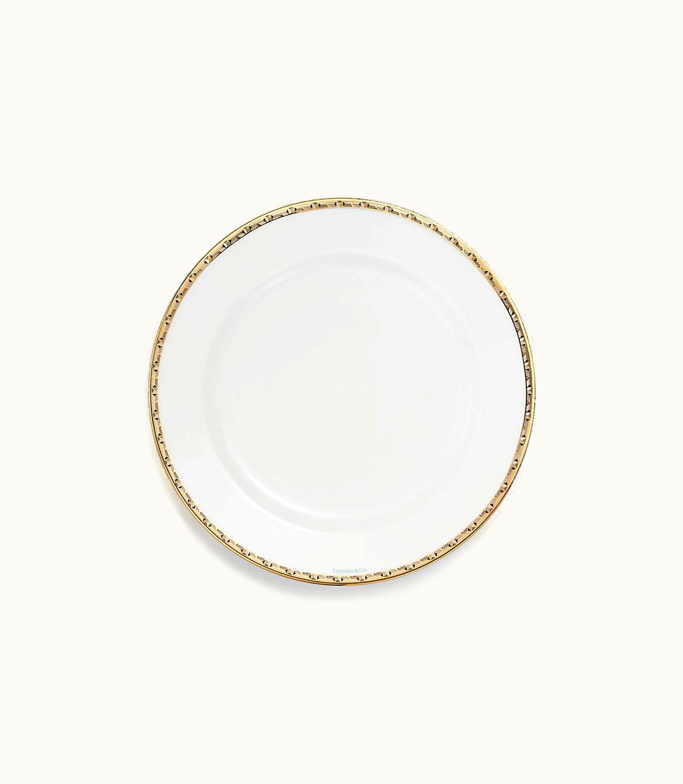 Tiffany & Co Tiffany T True Dessert Plate With A Hand-Painted Gold Rim With A Hand-Painted Gold Rim