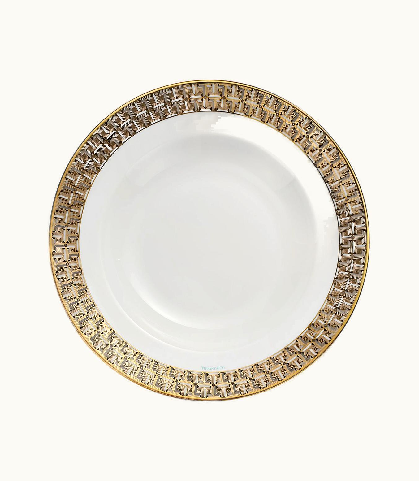 Tiffany & Co Tiffany T True Bowl With A Hand-Painted Gold Rim With A Hand-Painted Gold Rim
