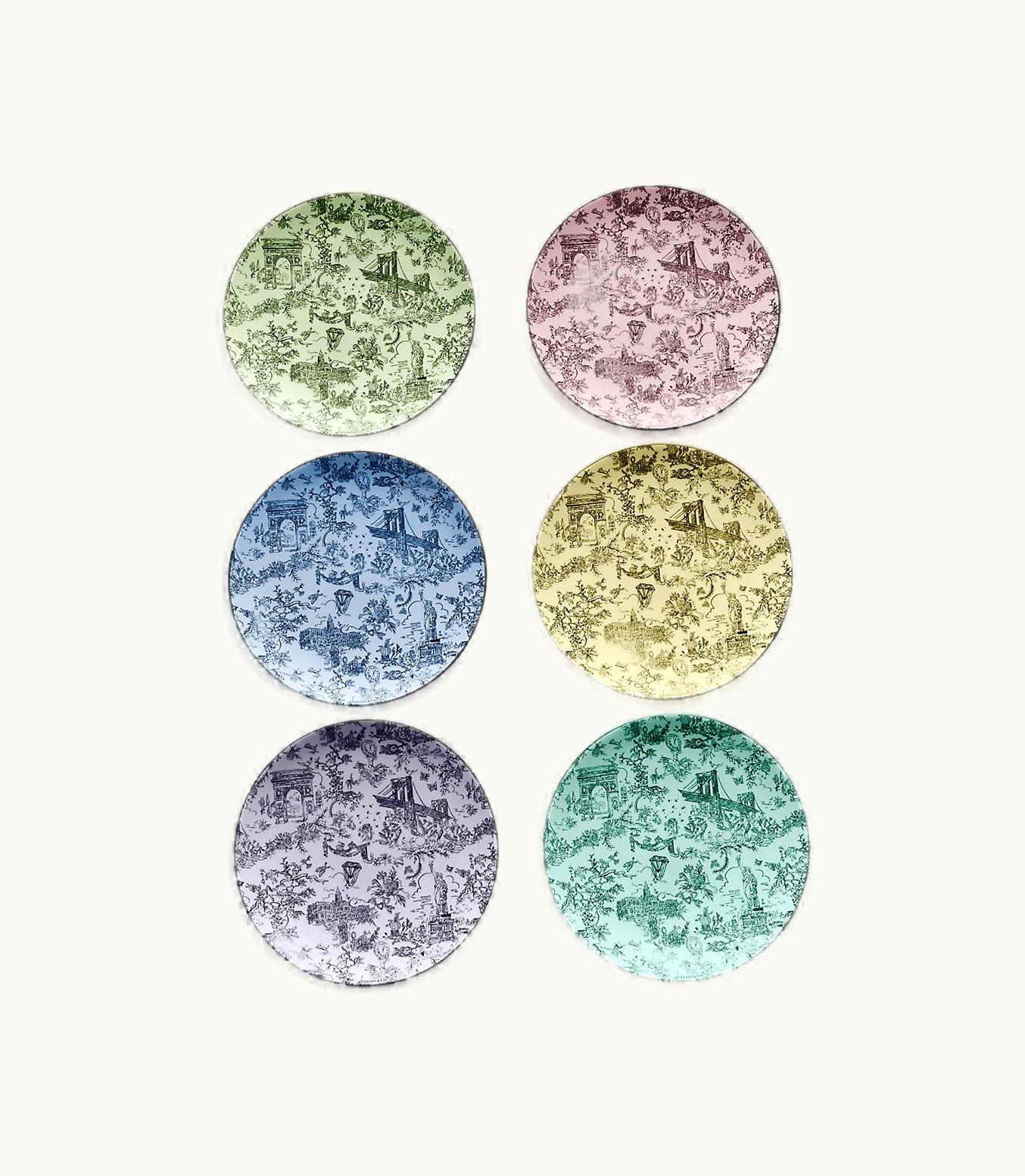 Tiffany & Co Tiffany Toile Dessert Plates In Bone China, Set Of Six