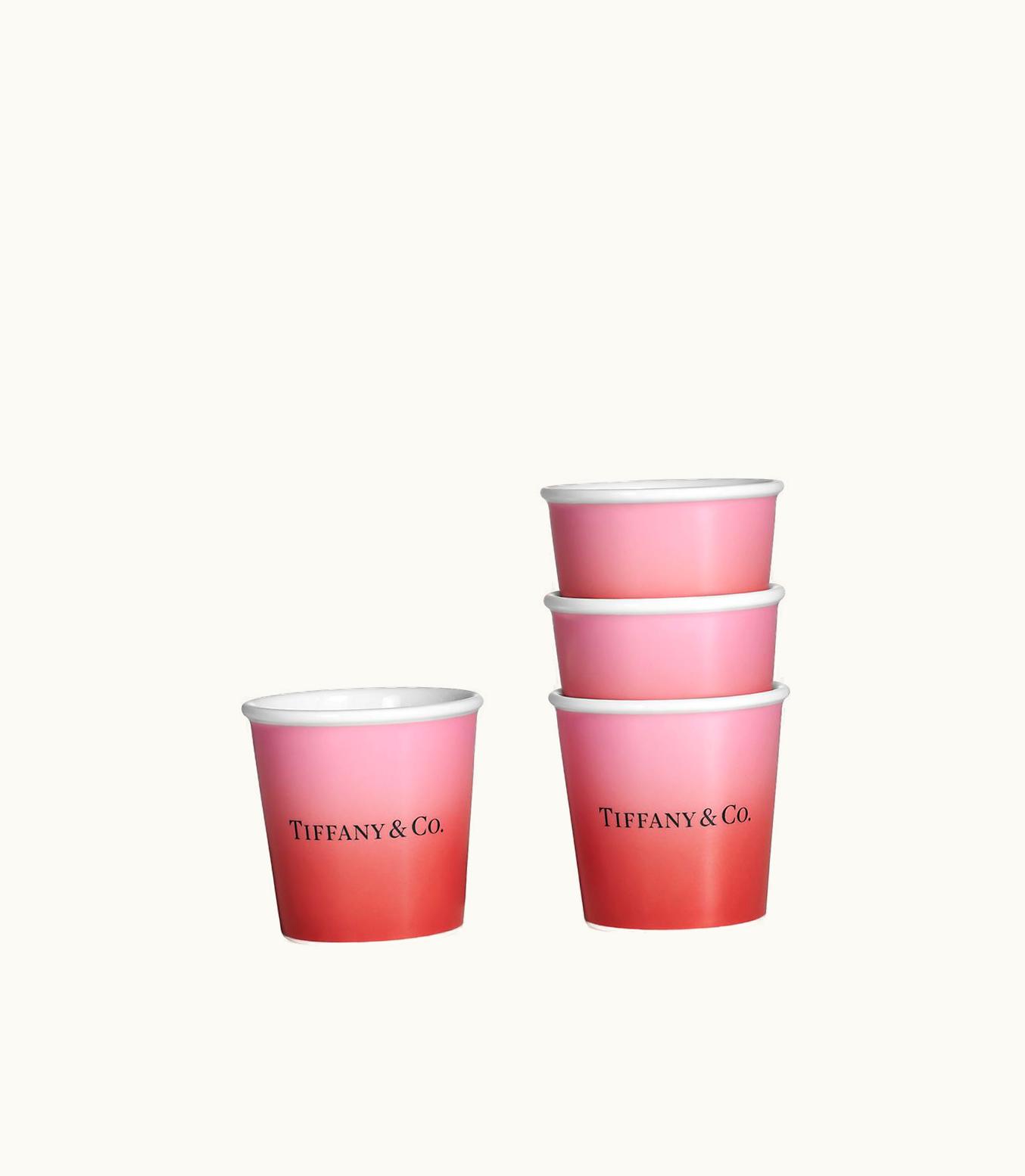 Tiffany & Co Tiffany Cups Tiffany Espresso Cups In Infinity Ruby Bone China, Set Of Four