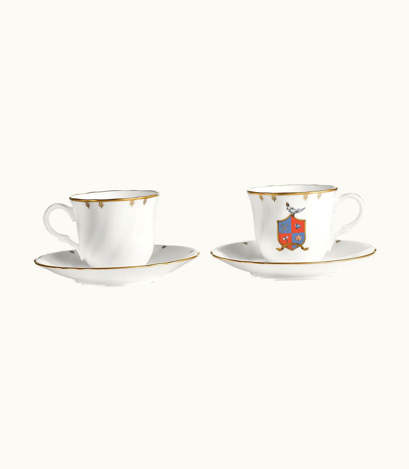 Tiffany & Co Tiffany Crest Espresso Cups Set Of Two, In Bone China