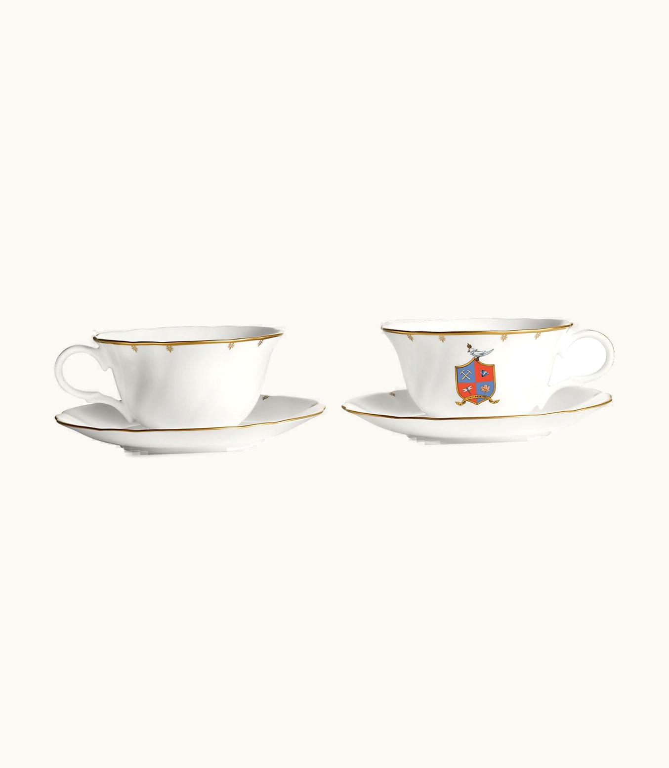 Tiffany & Co Tiffany Crest Teacups Set Of Two, In Bone China