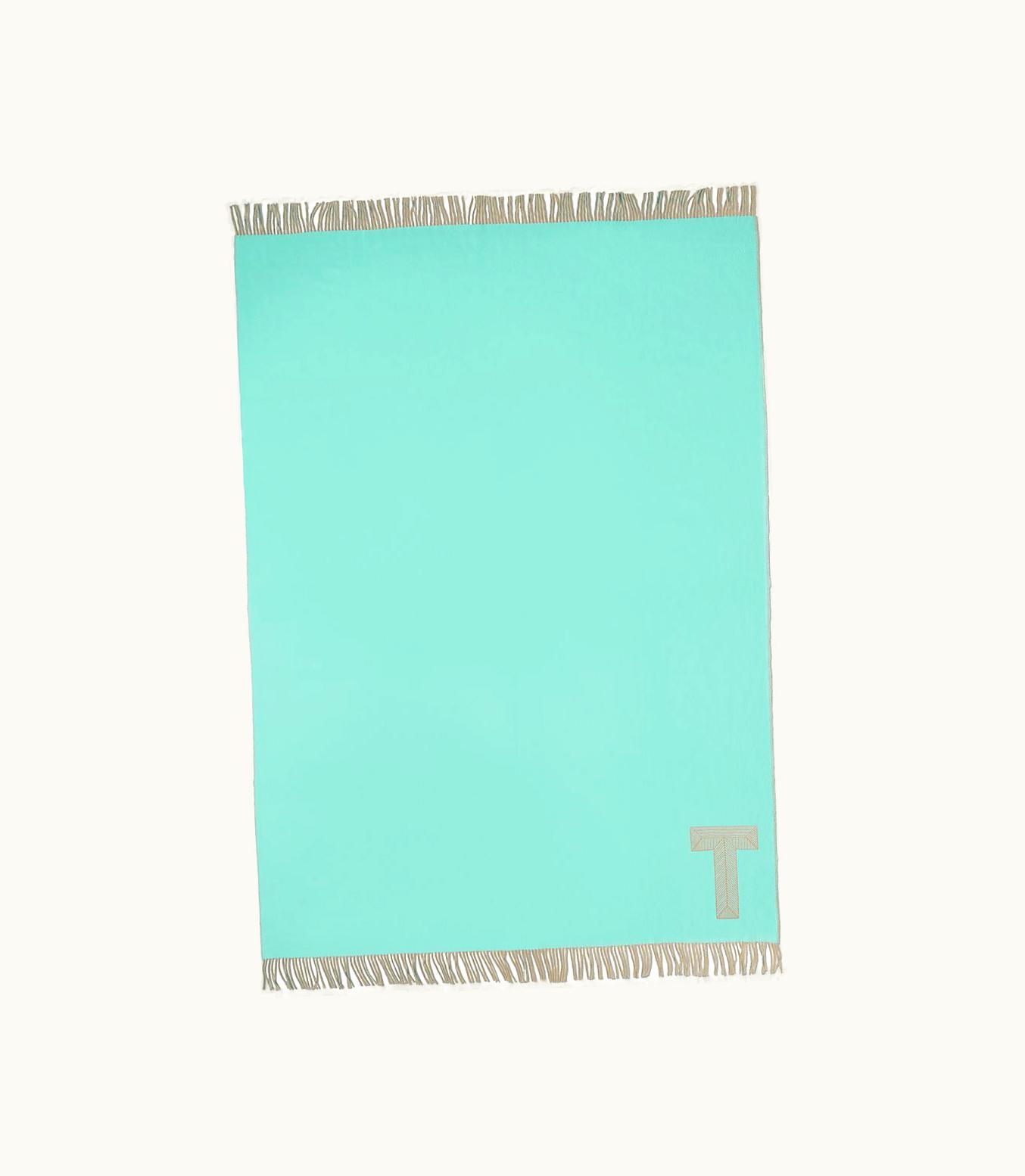 Tiffany & Co Color Block Blanket In Tiffany Blue® And Camel Brown Cashmere And Wool
