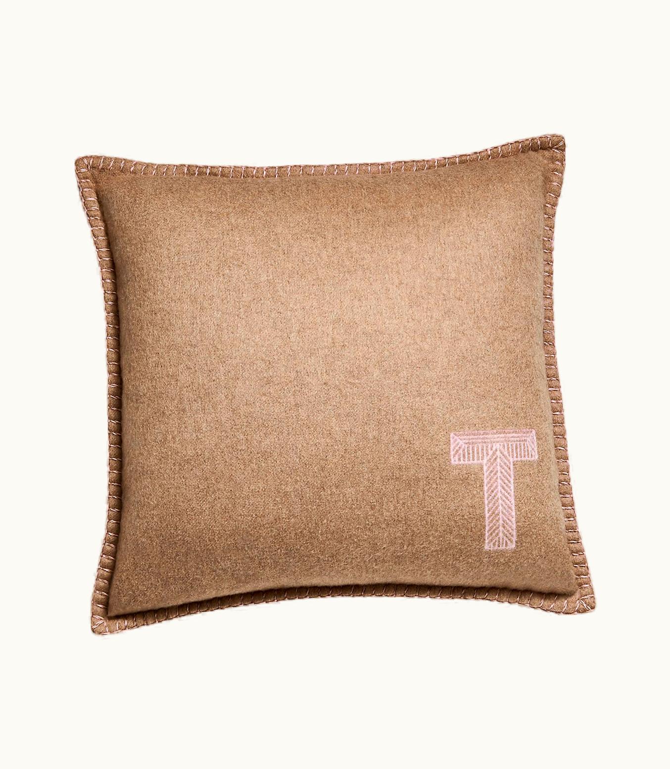 Tiffany & Co Color Block Cushion In Beige And Morganite Pink Cashmere And Wool