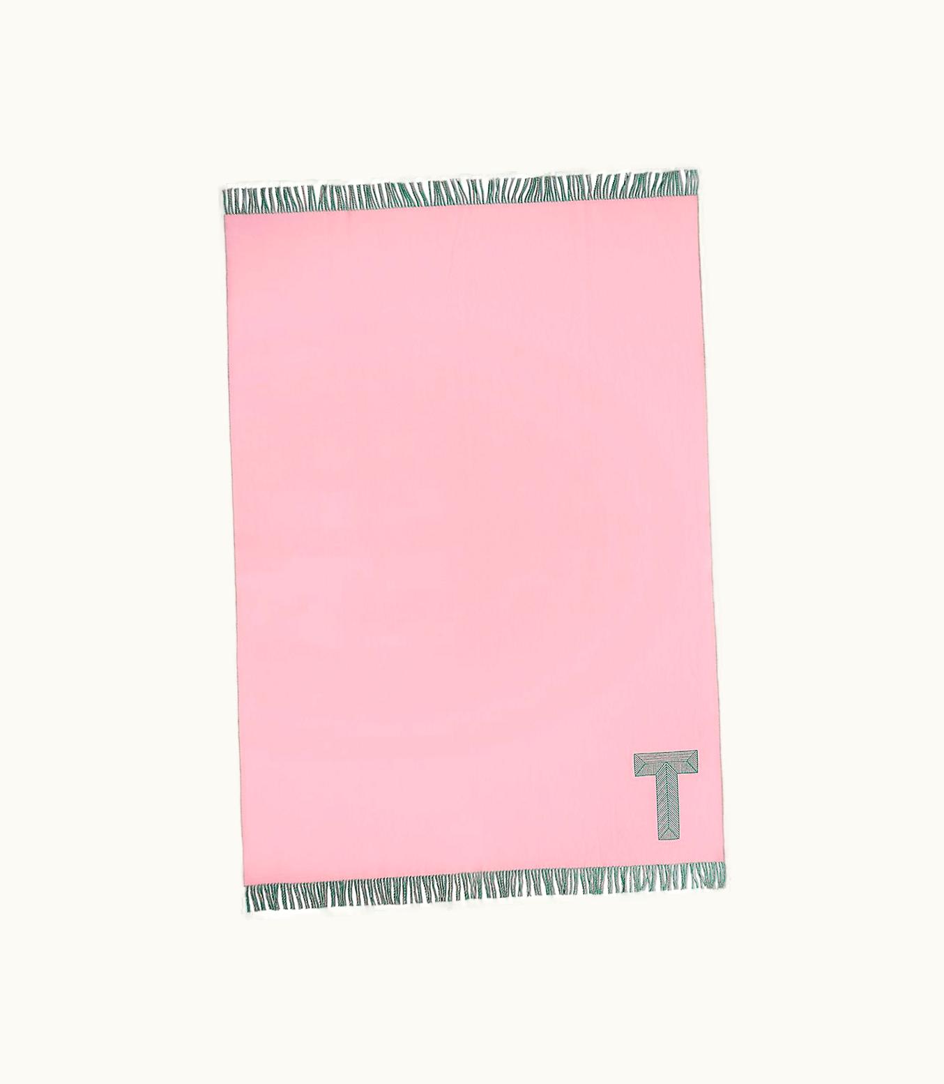 Tiffany & Co Color Block Blanket In Emerald Green And Morganite Pink Cashmere And Wool