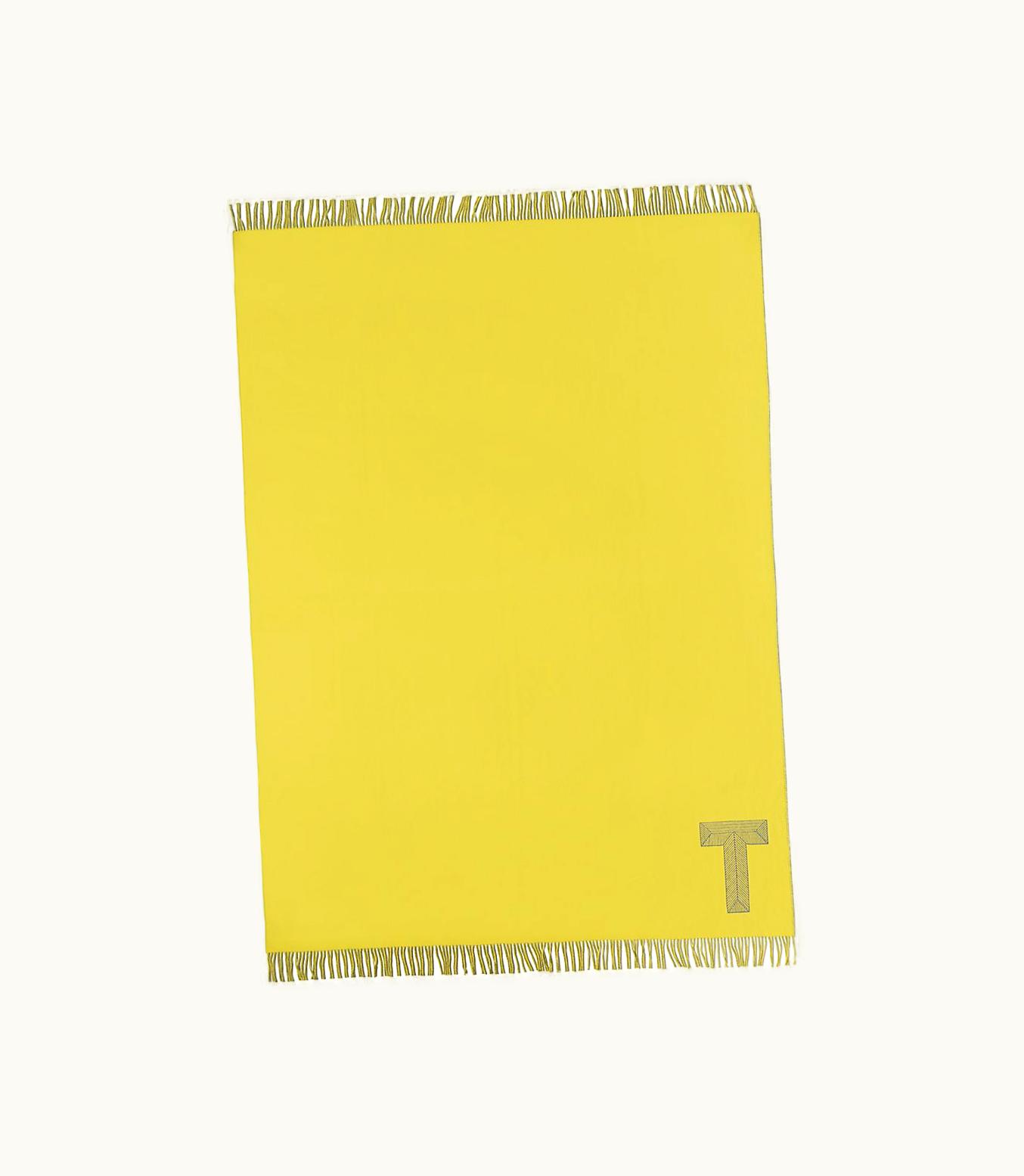 Tiffany & Co Color Block Blanket In Citrine Yellow And Grey Cashmere And Wool