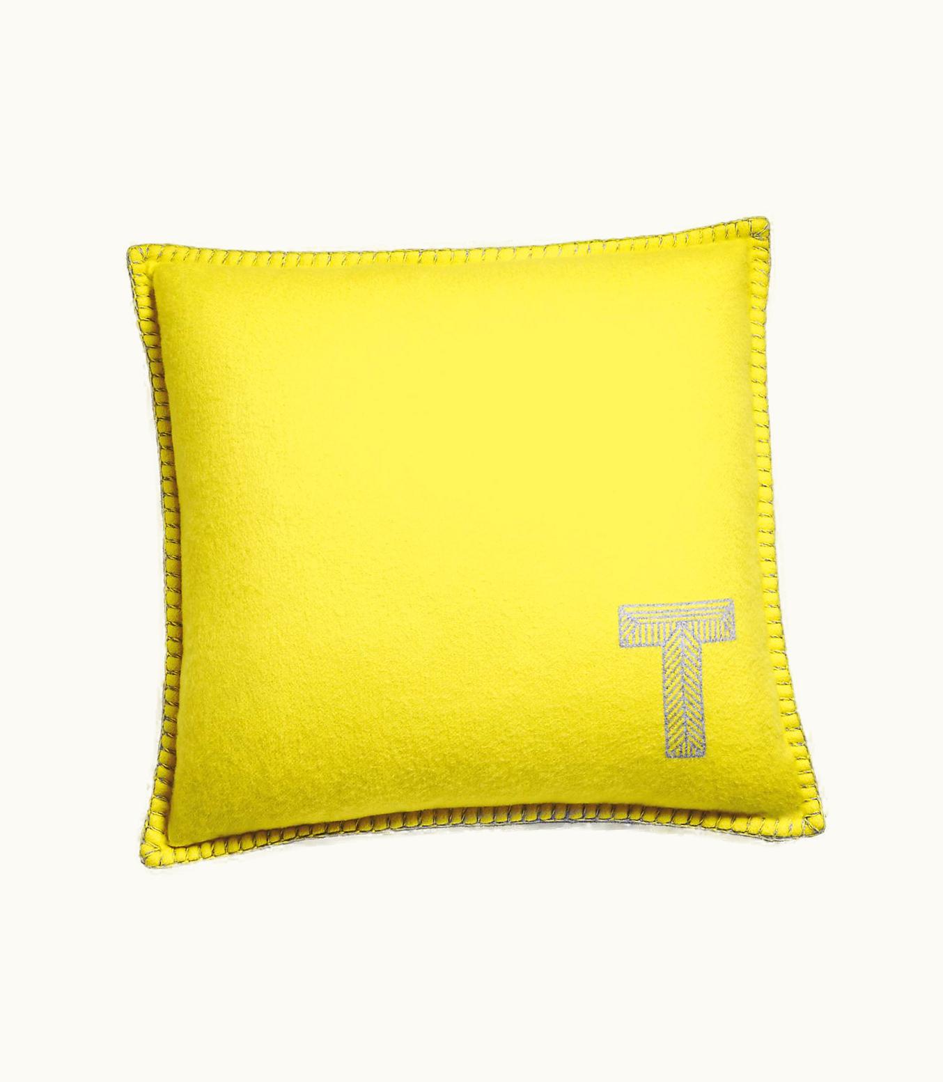 Tiffany & Co Color Block Cushion In Citrine Yellow And Gray Cashmere And Wool