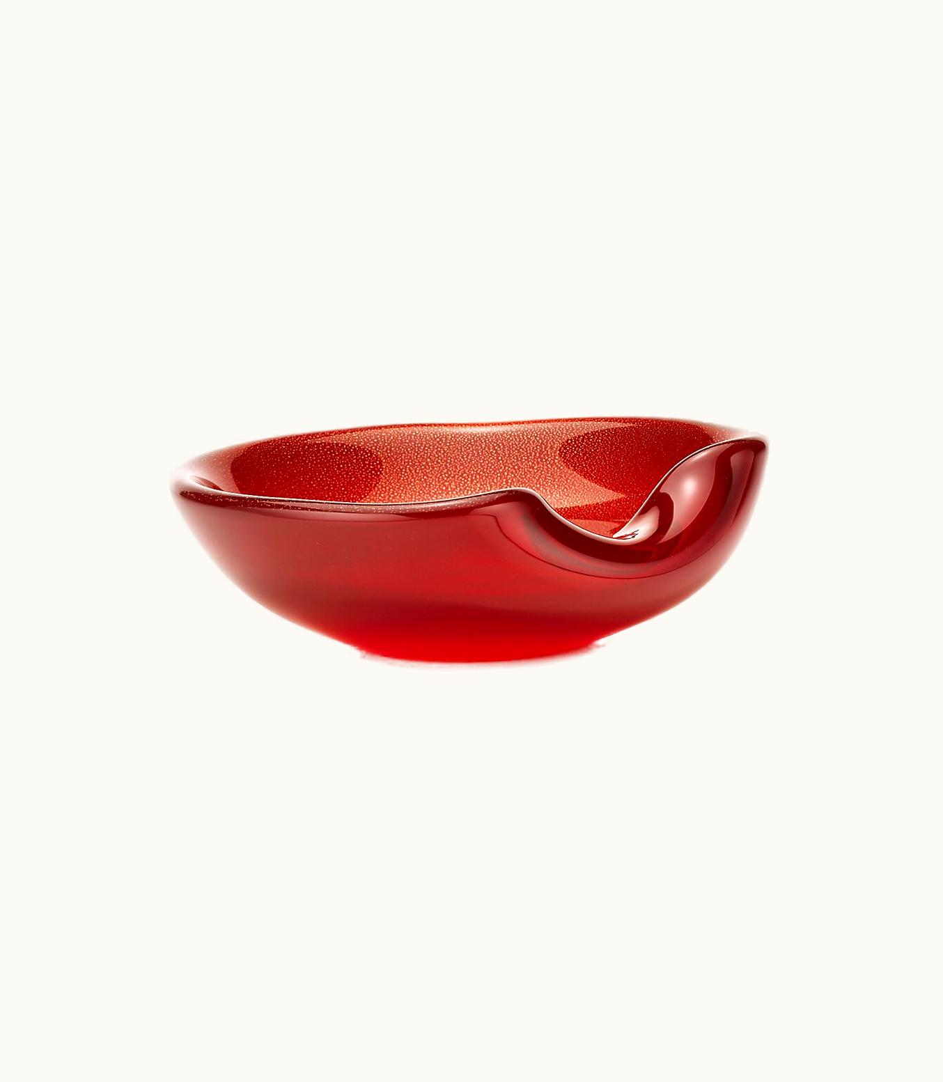 Tiffany & Co Elsa Peretti® Thumbprint Dish In Red Venetian Glass With 24K Gold Leaf