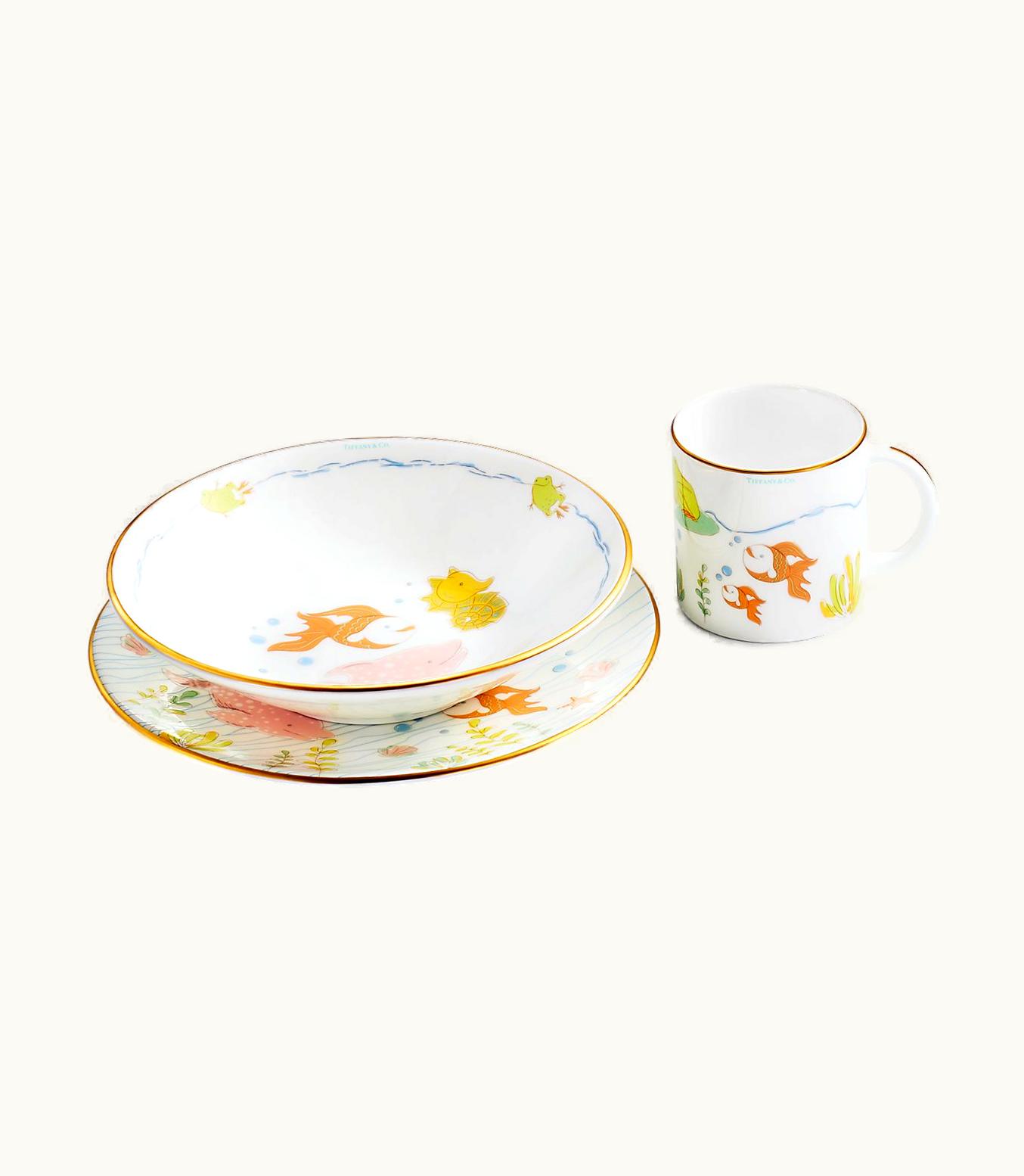 Tiffany & Co Tiny Tiffany Sea Animals Baby Dish Set In Bone China, Set Of Three